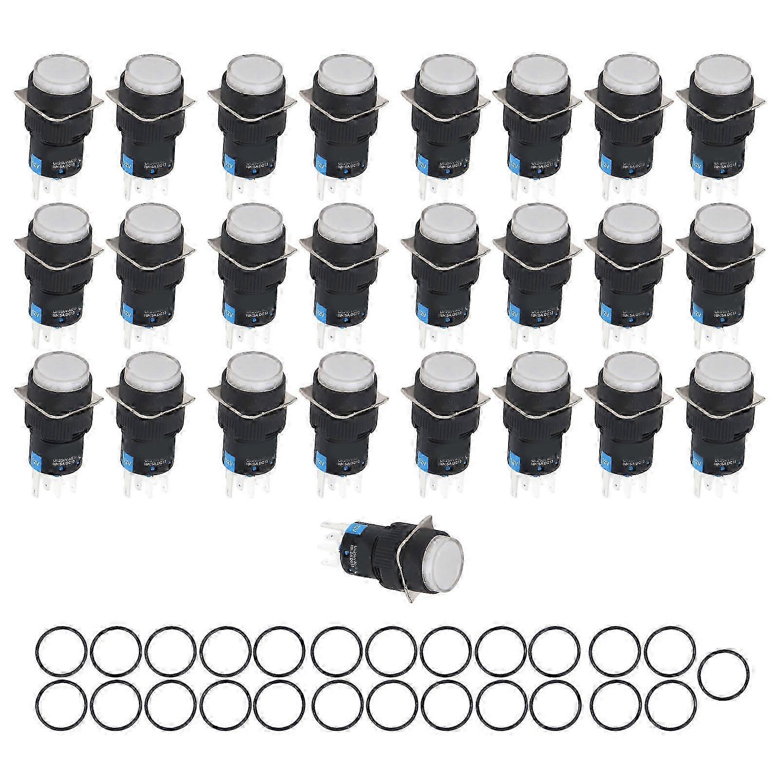 25 Pcs Momentary Push Button Switch Self Reset Small Power Switch Push Button for Home Appliance 12V