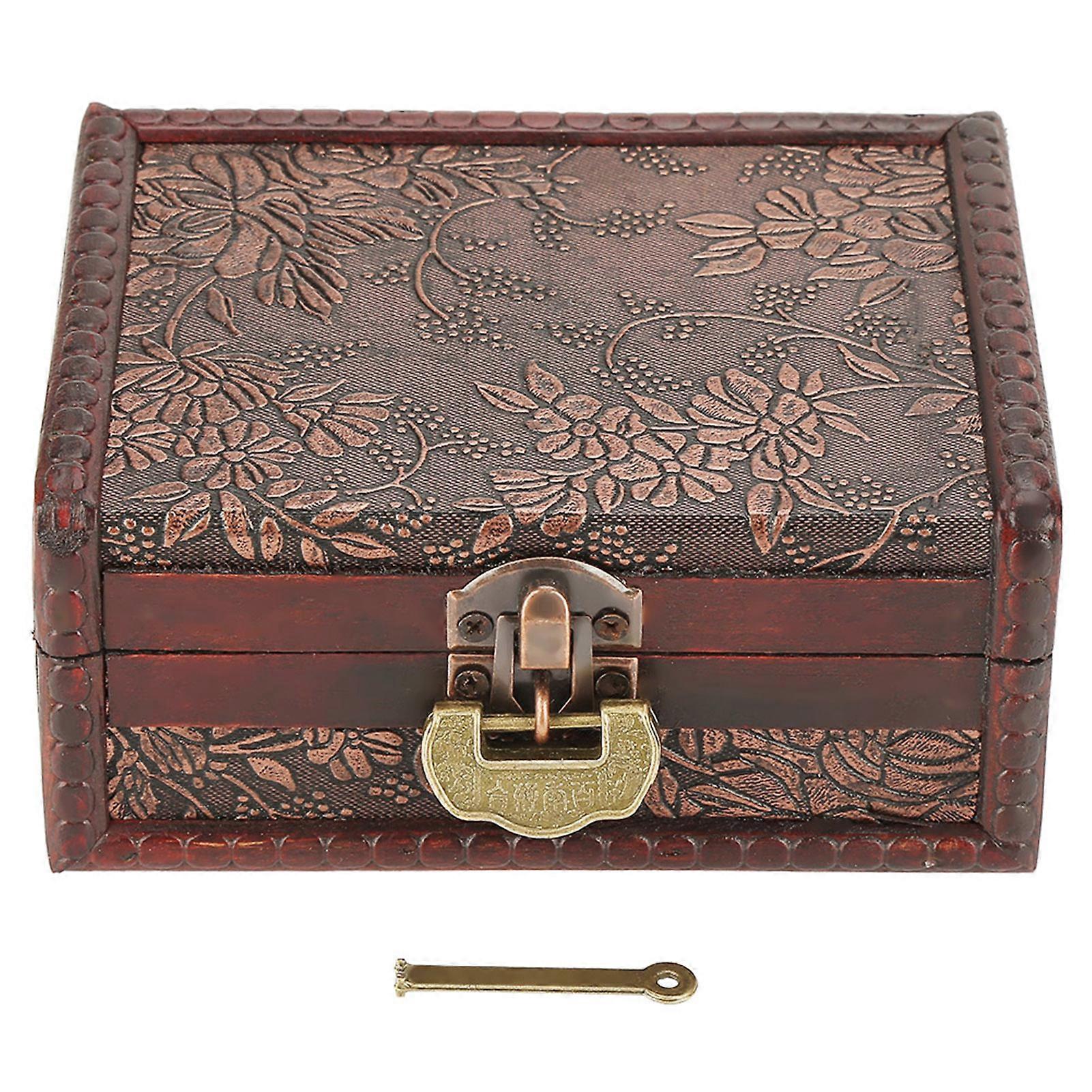 Rustic Metal Hardware On Vintage Wooden Box, Elegant Chinese Design For Document Keeper