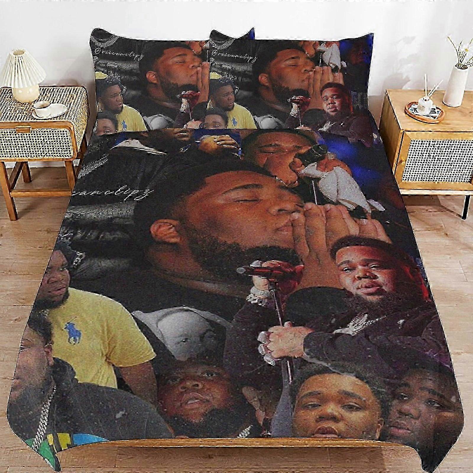 v1863 Lençóis Rod Wave Conjunto de Cama Capa de Edredão Confortável e Leve Roupa de Cama dos Desenhos Animados3 Peças (1 Capa de Edredão e 2 Fronhas) Lençóis