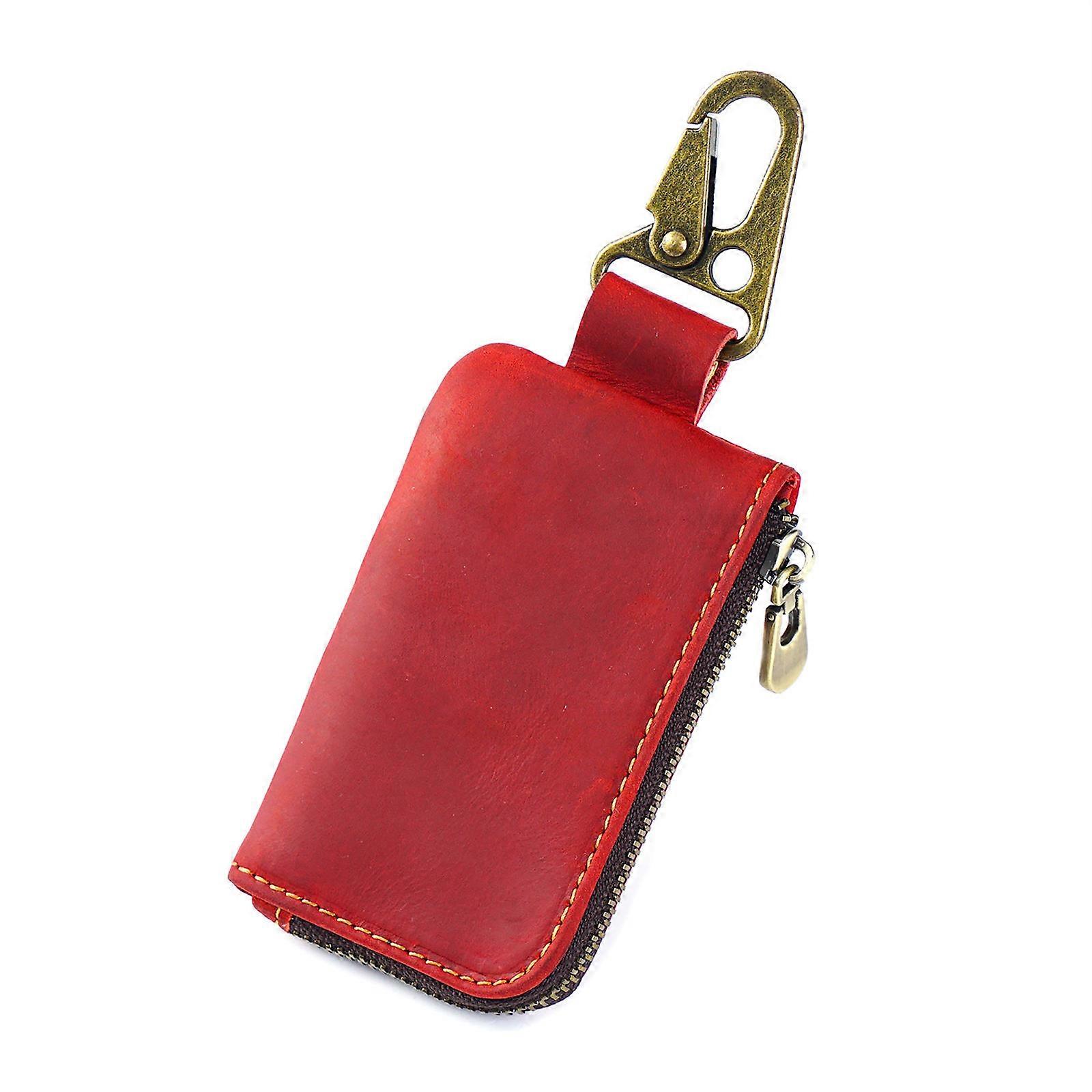 Multi functional Key Holder Organizer Compact Coin Purse Storage Bag for Keys and Small Items Burgundy