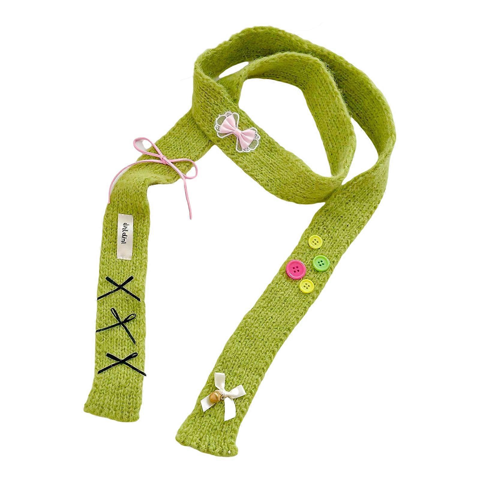 カジュアルウェアのための女性ニットスカーフパーティーボウスカフデートウェア2000年代の服ベルトニットスカーフイエローグリーン