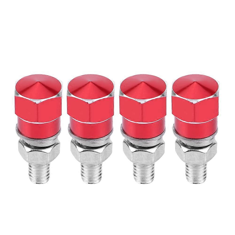 4pcs Universal Thread License Plate Frame Bolts Screws For Motorcycle (red)