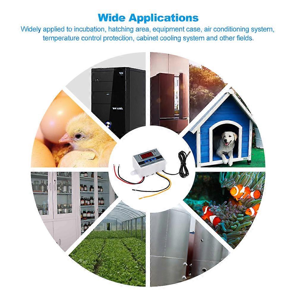 Intelligent Digital Microcomputer Temperature Controller with LED-Display Mini Thermostat Switch Heating/Cooling Temperature Control Switch with Wate