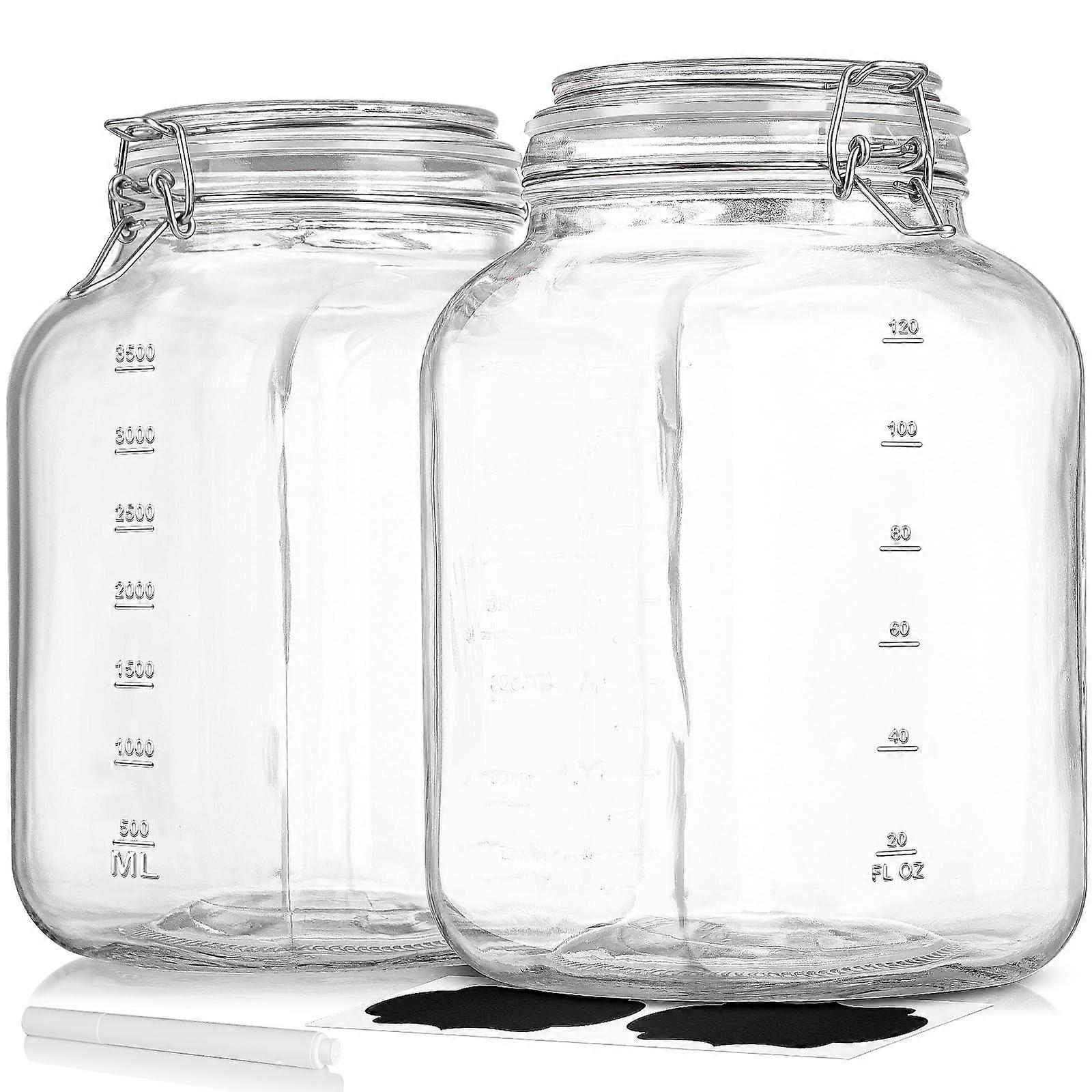 2 Pack Super Wide-Mouth Glass Jars for Canning and Overnight Oats 1 Gallon Size