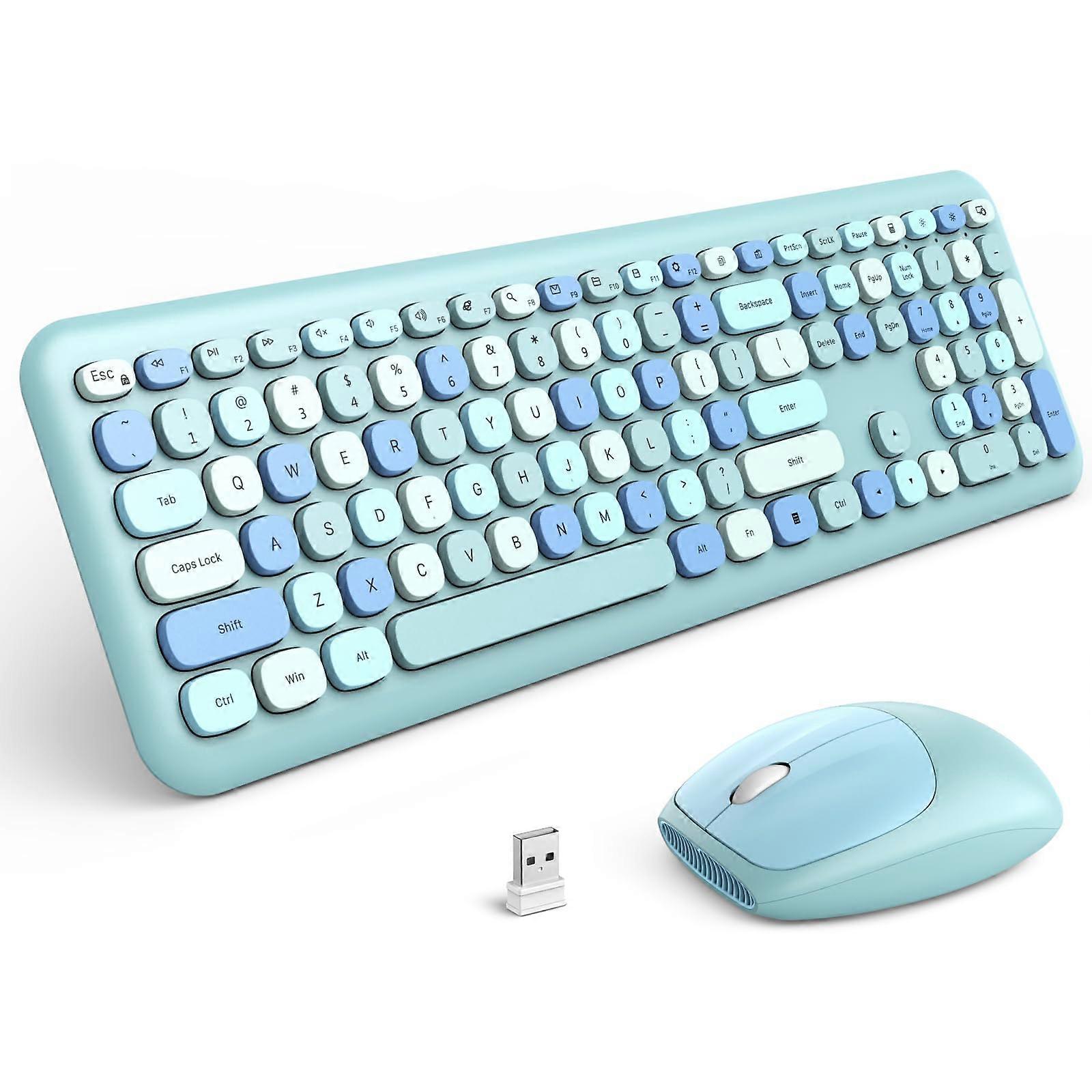Slim Full-Sized Ergonomic Wireless Keyboard and Mouse Combo for PC Desktop Laptops Windows
