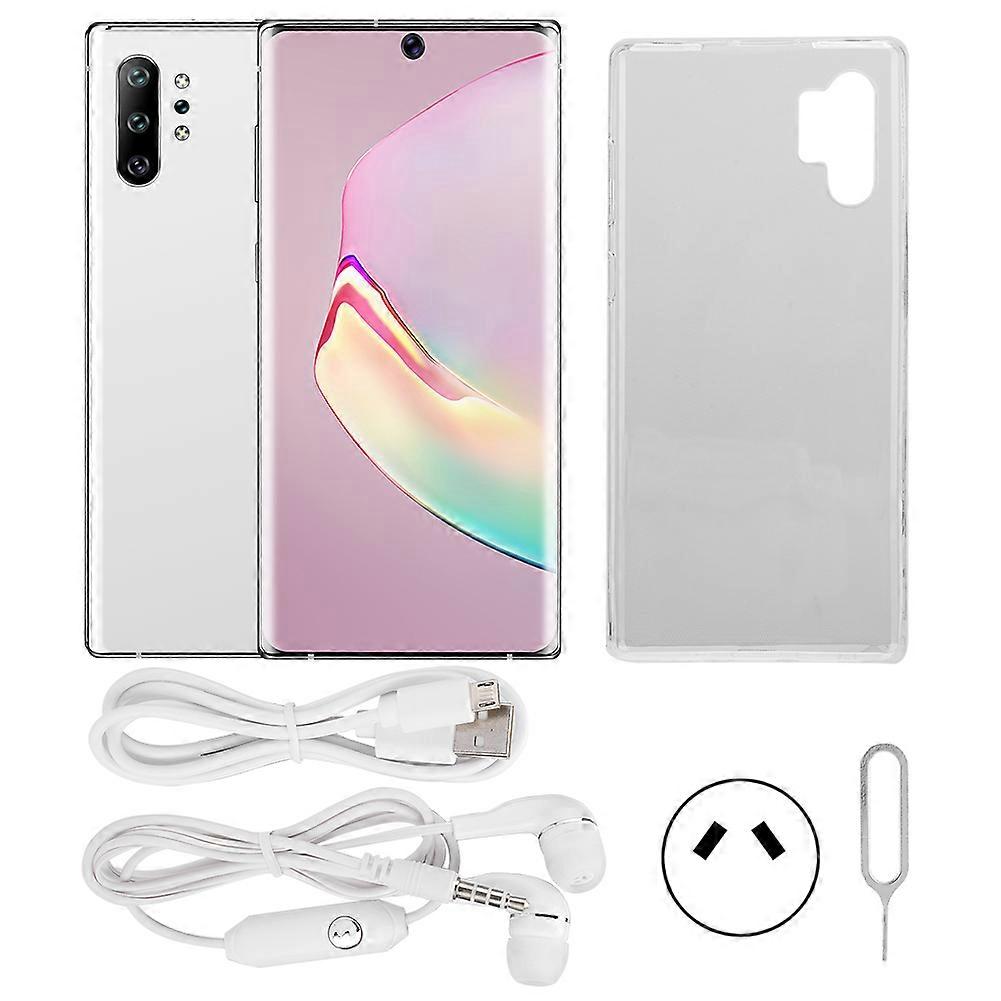 NOTE10+ Tela HD Grande de 6,5 Polegadas 13MP + 23MP 6 + 64G 4800mah 3G Smartphone Branco 100-240V