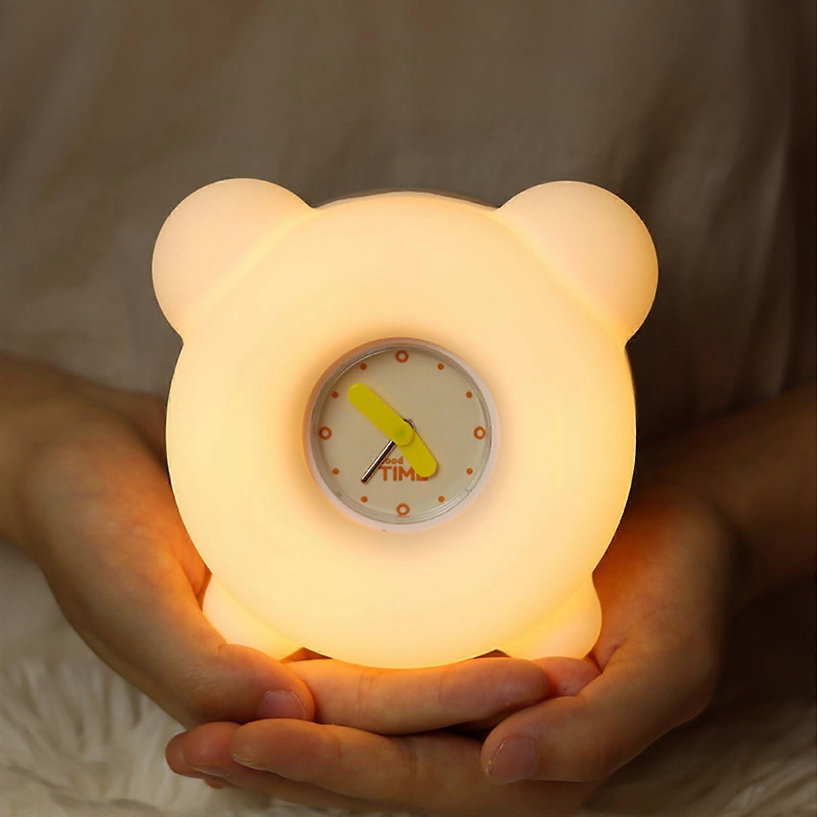 Night light for children, 2 of them 1 silicone doll night light, tap control, timer, mini -alarm clock