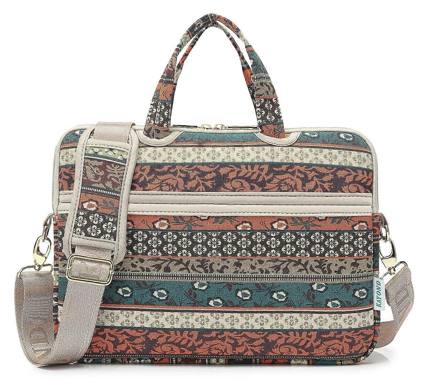 Red Bohemia Patten Canvas Laptop Shoulder Messenger Bag Case Sleeve For 1515.6 Inch Laptop And MacBook Pro 15.4 Inch
