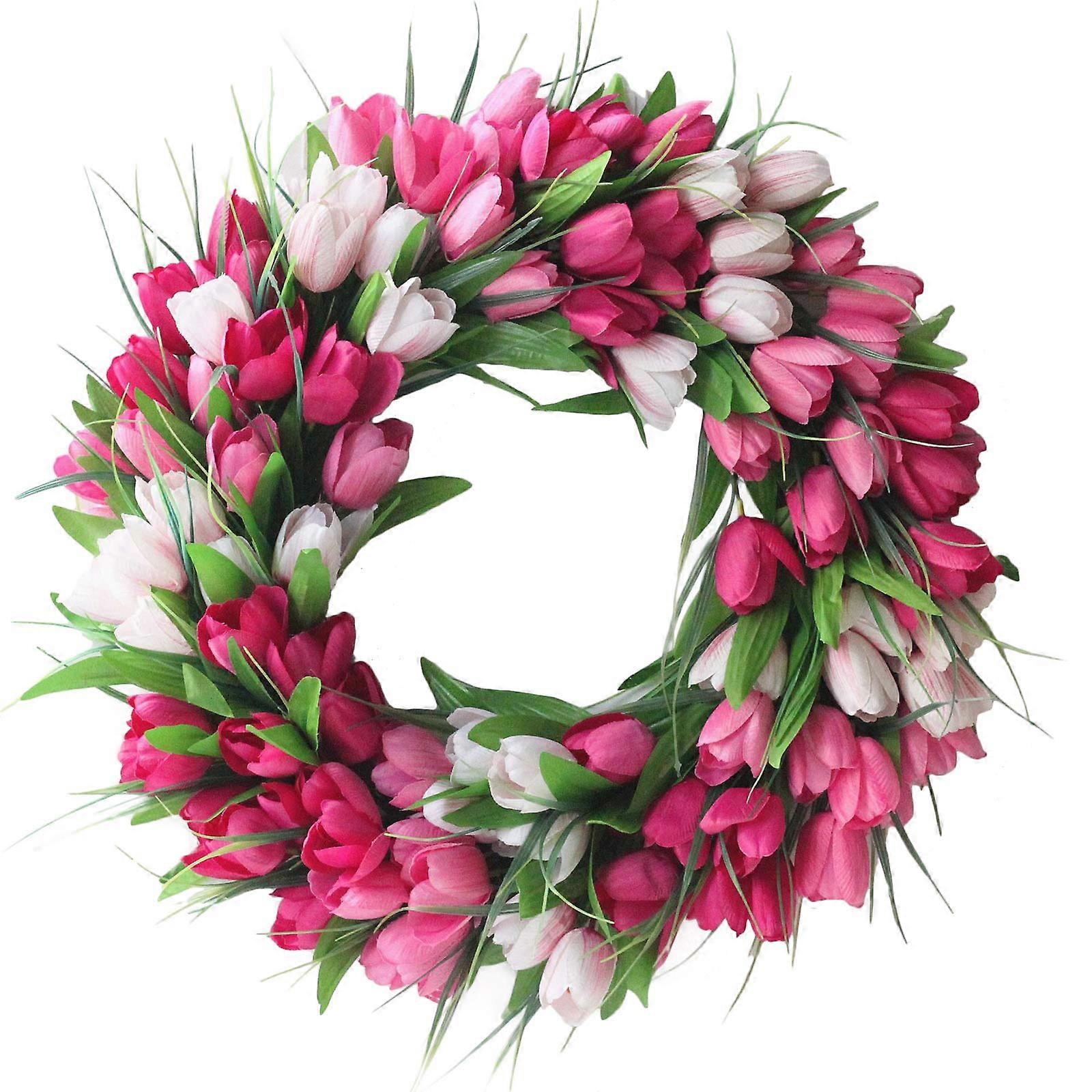 Tulip Flower Wreaths, 20 Inch Artificial Tulip Flower Wreaths for the Front Gate
