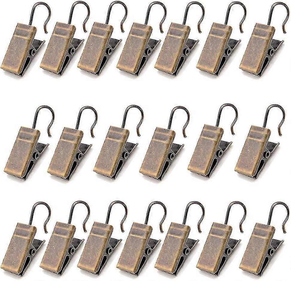 20 Curtain Clips with Hook - Antique Brass