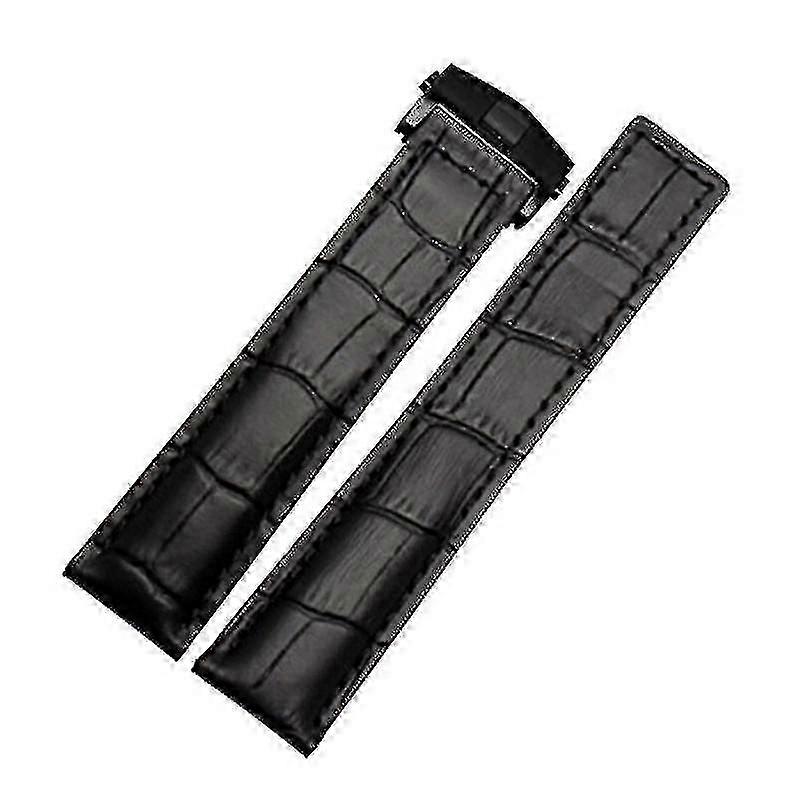 本革ブレスレット19mm20mm22mタグホイヤーウォッチバンドメンズ腕時計バンドアクセサリーフォールドバックルレザーウォッチストラップ-ブラックレッドブラック-jx