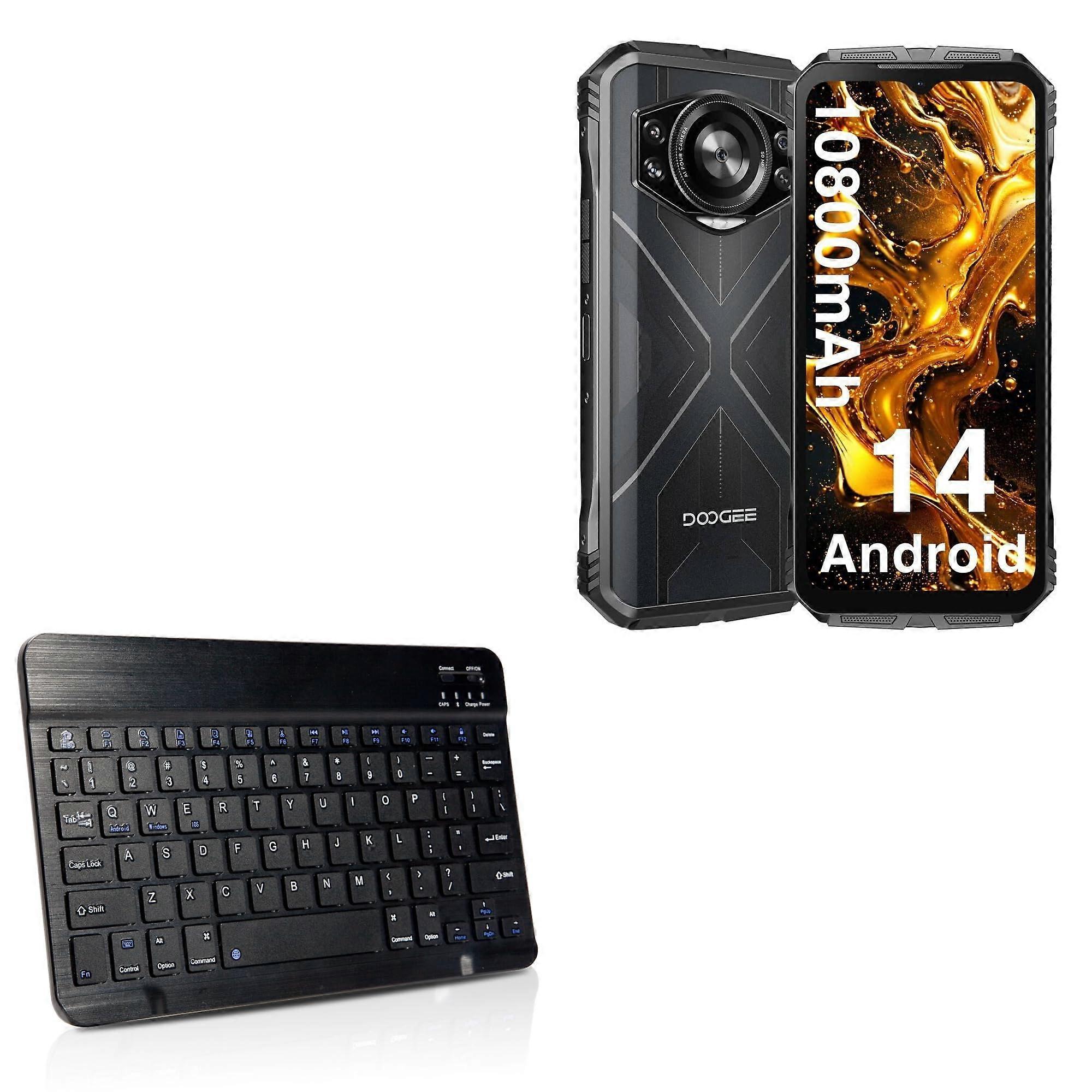 Doogee S Cyber Keyboard - SlimKeys Bluetooth Keyboard with Chiclet-Style Keys, Jet Black, Thin Design, Mobile Compatibility