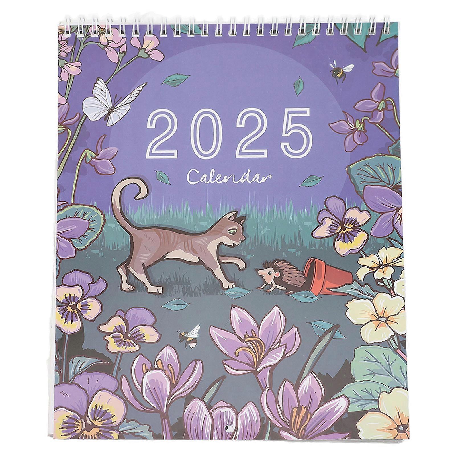 2025 Calendar Wall Hanging Cute Cat Pattern Paper Date Planner for Daily Planning and Holiday Present