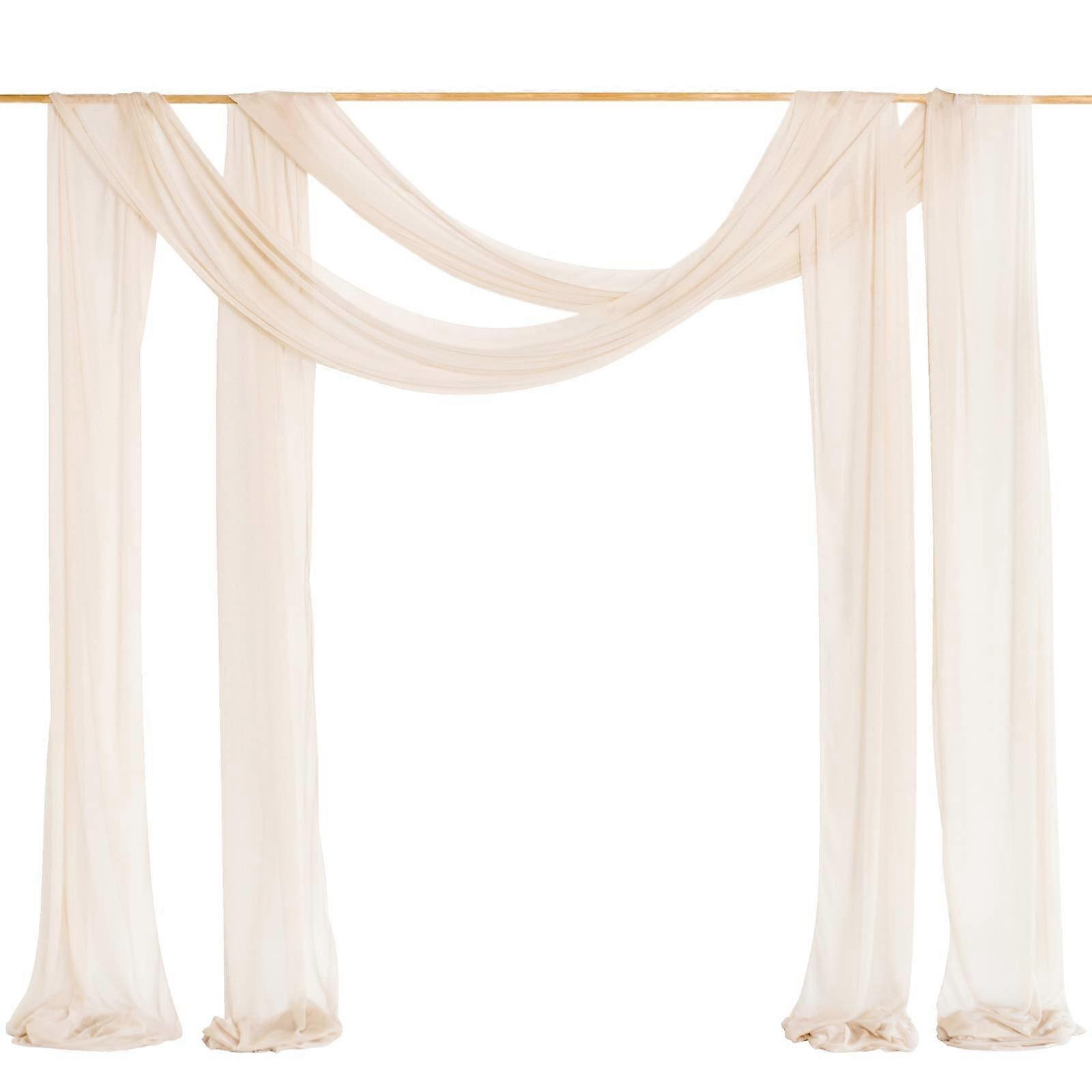 Wedding Belt Draping Fabric - 2 Panels 32FT x 30FT Chiffon Drapes in Beige for Event Decor and Ceremony Backdrops