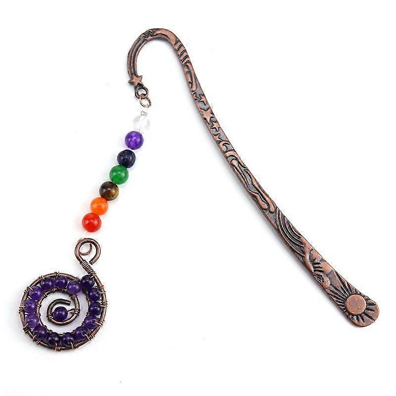 Retro handmade colorful bead string tree of life bookmark colorful crystal spiral bookmark for Student Office Birthday