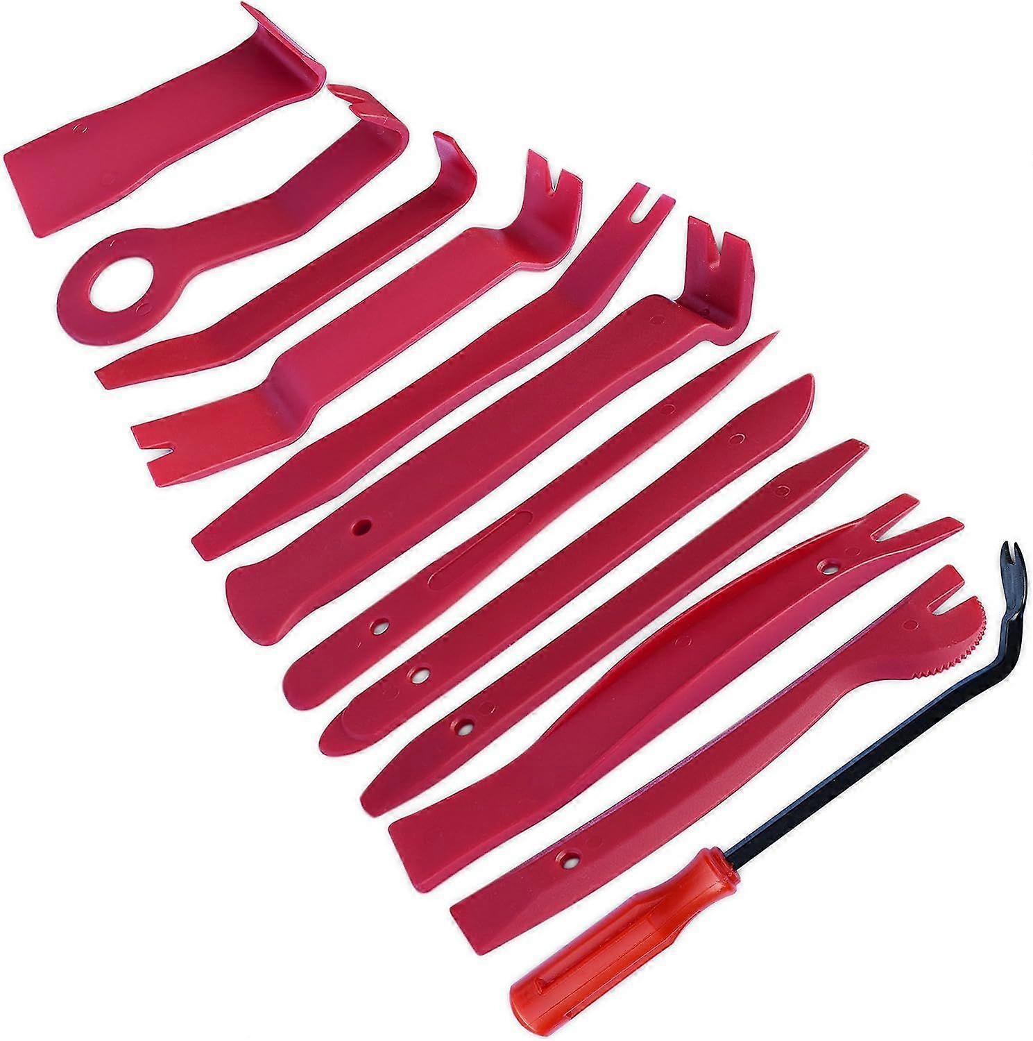 12pcs Auto Trim Removal Kits, Car Radio Installation Tool Kits, Pry Bar Lever Trim Removal Kit, Red