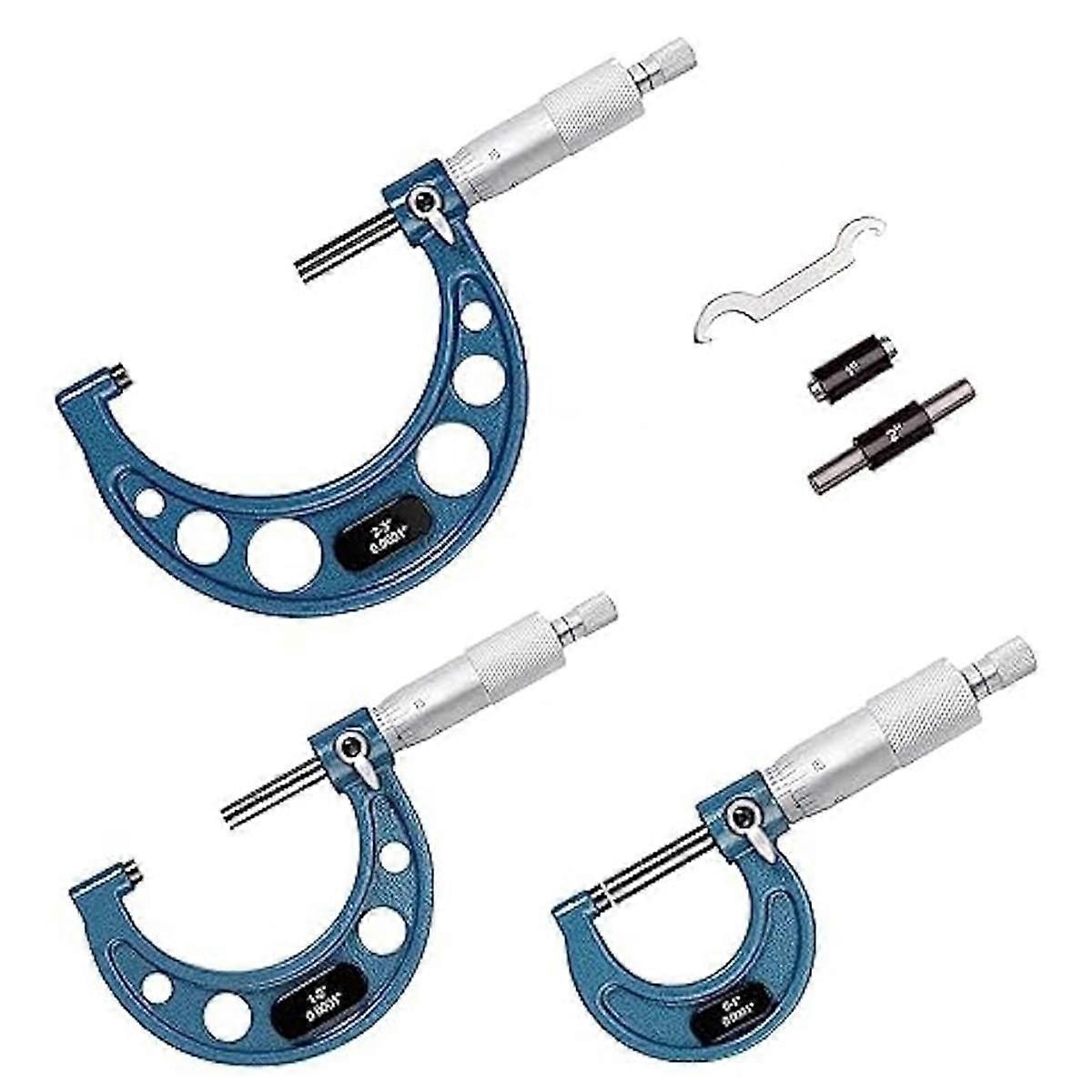 Outside Micrometer,0-3 Inch Machinist Micrometer,3Pcs Machinist Tool,0.0001 Inch Graduation Micrometer Set,Precision