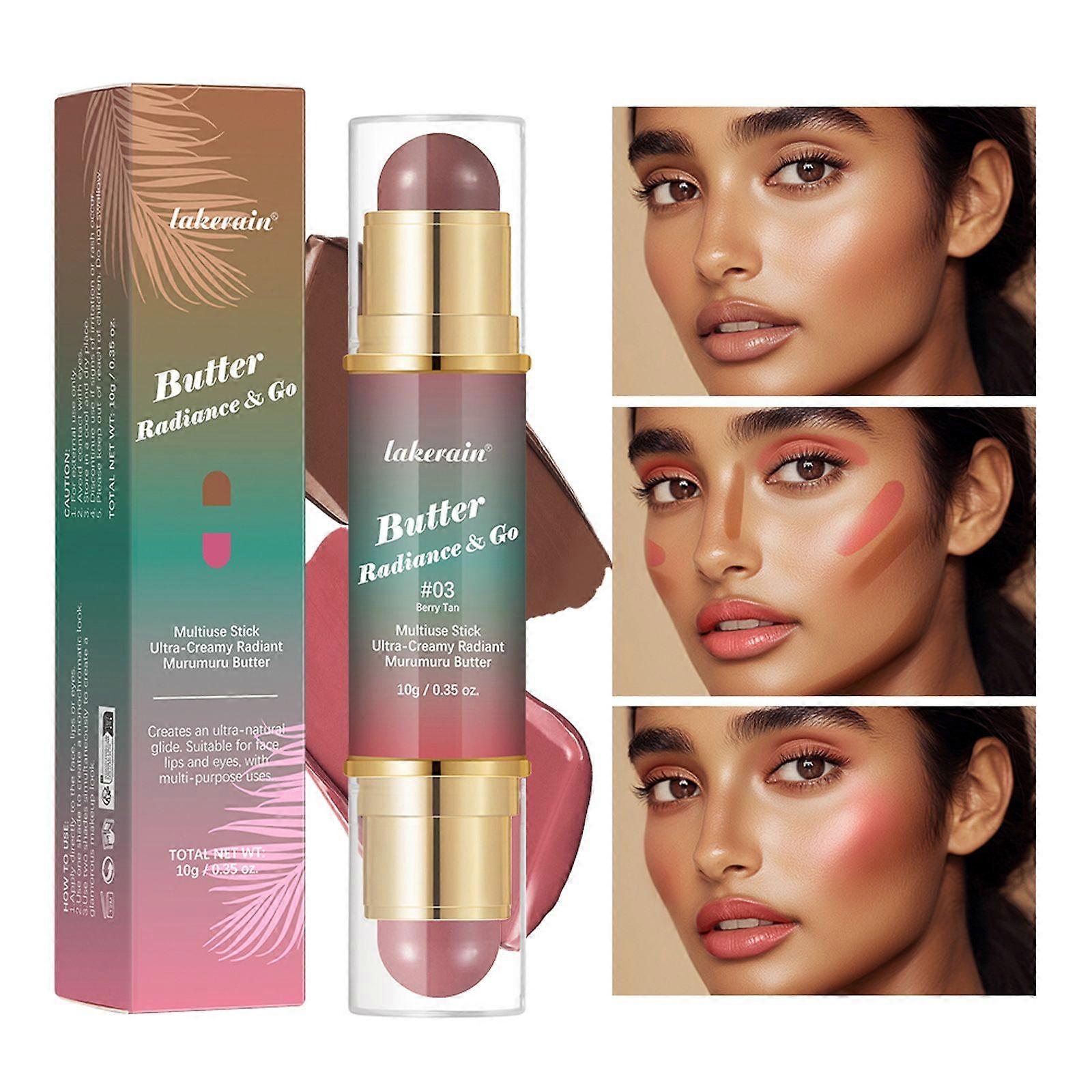 Butter Glow & Go Multiuse Stick, Dual-Ended Multiuse Makeup Bronzer Stick, Ultra-Creamy Radiant Finish Formula with Murumuru Butter, Vegan & Cruelty-F