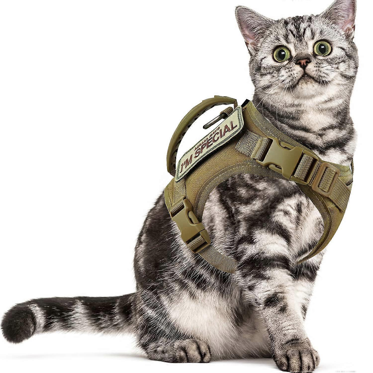 Tactical Cat Vest Adjustable Kitten Harness No Pull Soft Control Handle XS XXS for Outdoor Walking Training