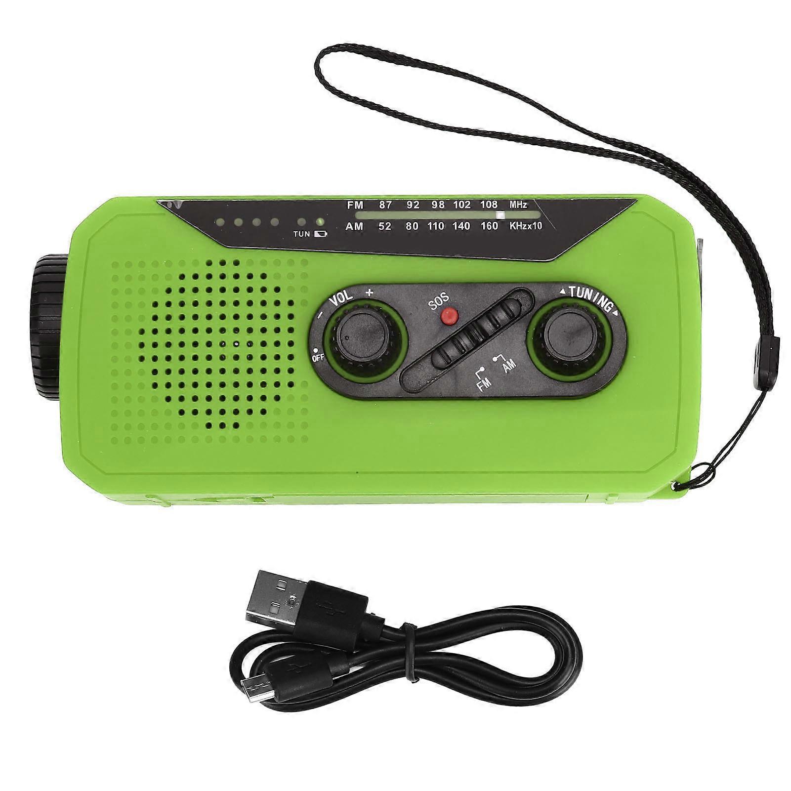 Solar Powered Radio Hand Crank Emergency Radio Portable Mini Torch Radio Built-In Battery Green Camo Design with CE FCC MSDS Certified for Europ