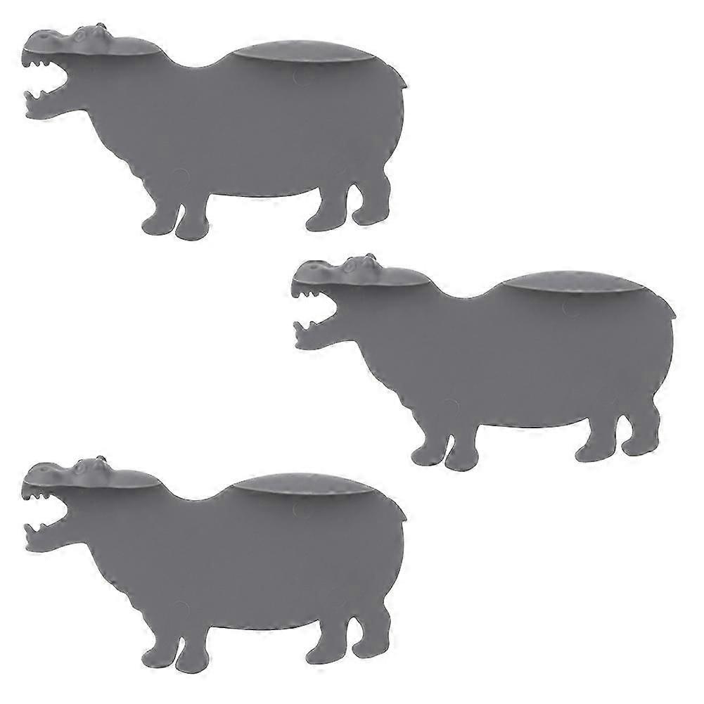 3pcs Plastic Cartoon Animal Hippo Bookmark Office Reading Accessory