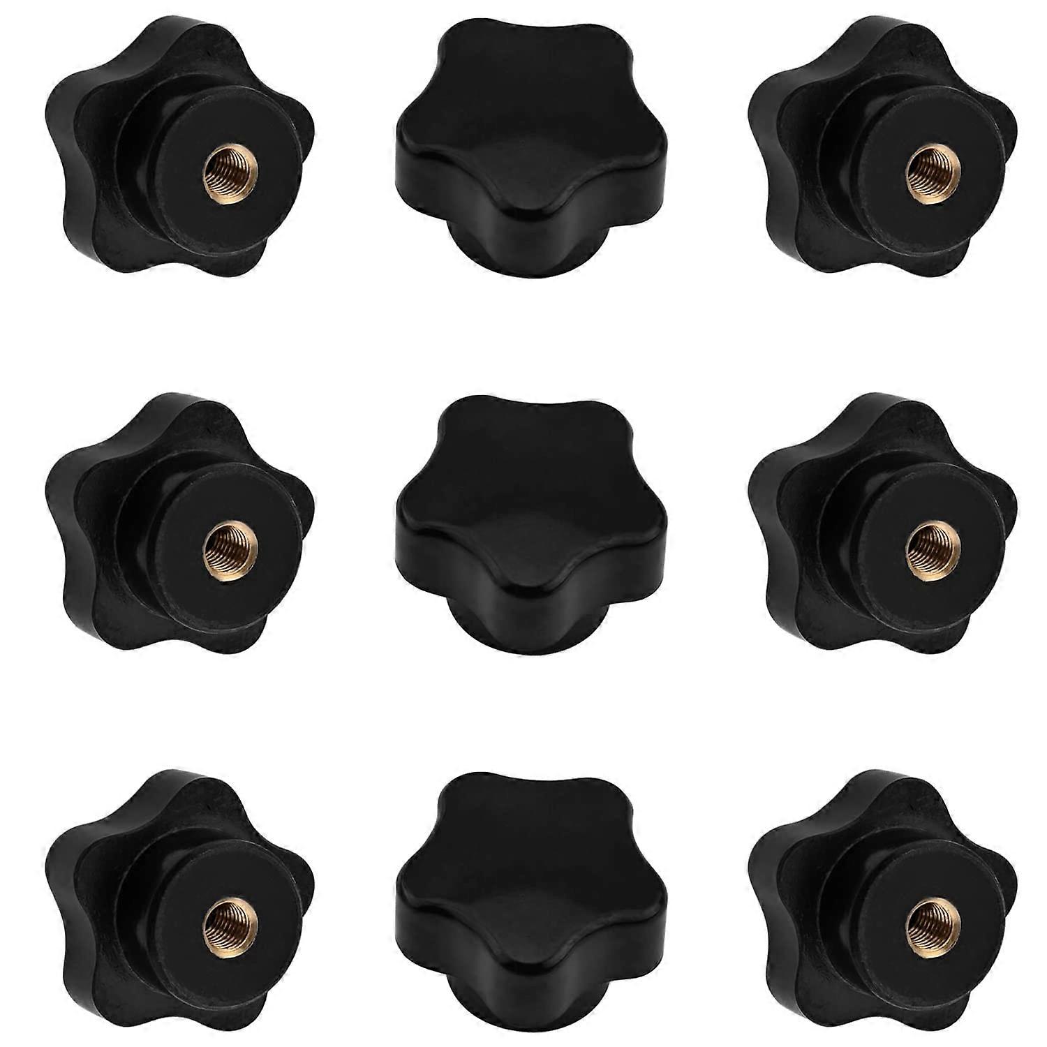 9Pcs Star Knobs, M6(6mm) x 32mm Female Clamping Thread Handle, Hand Star Knobs, Metal Thread