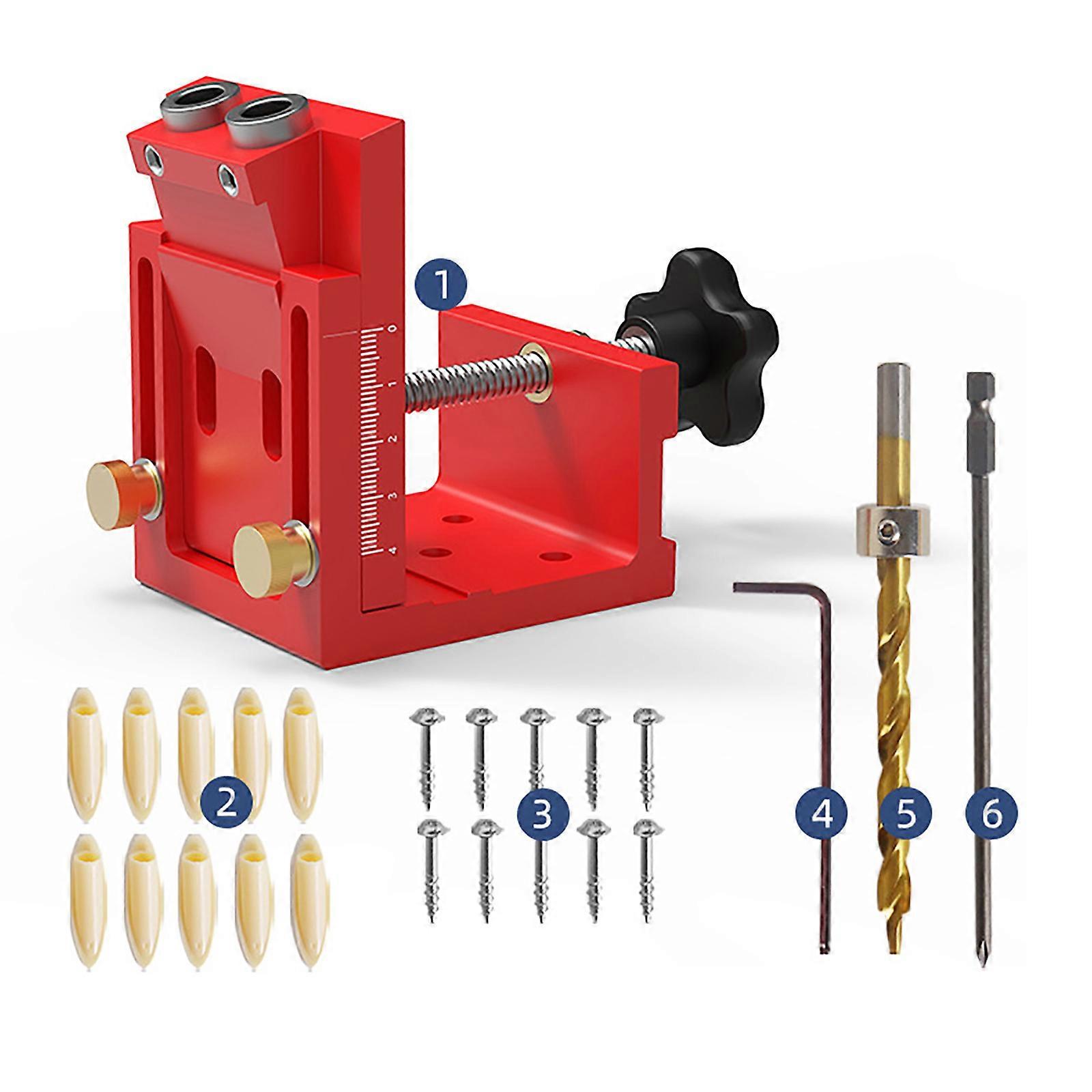 3 In 1 Doweling Jig Drill Kit Dowel Jig Adjustable Drilling Guide Puncher Locator for DIY Wood Working Furniture Repair