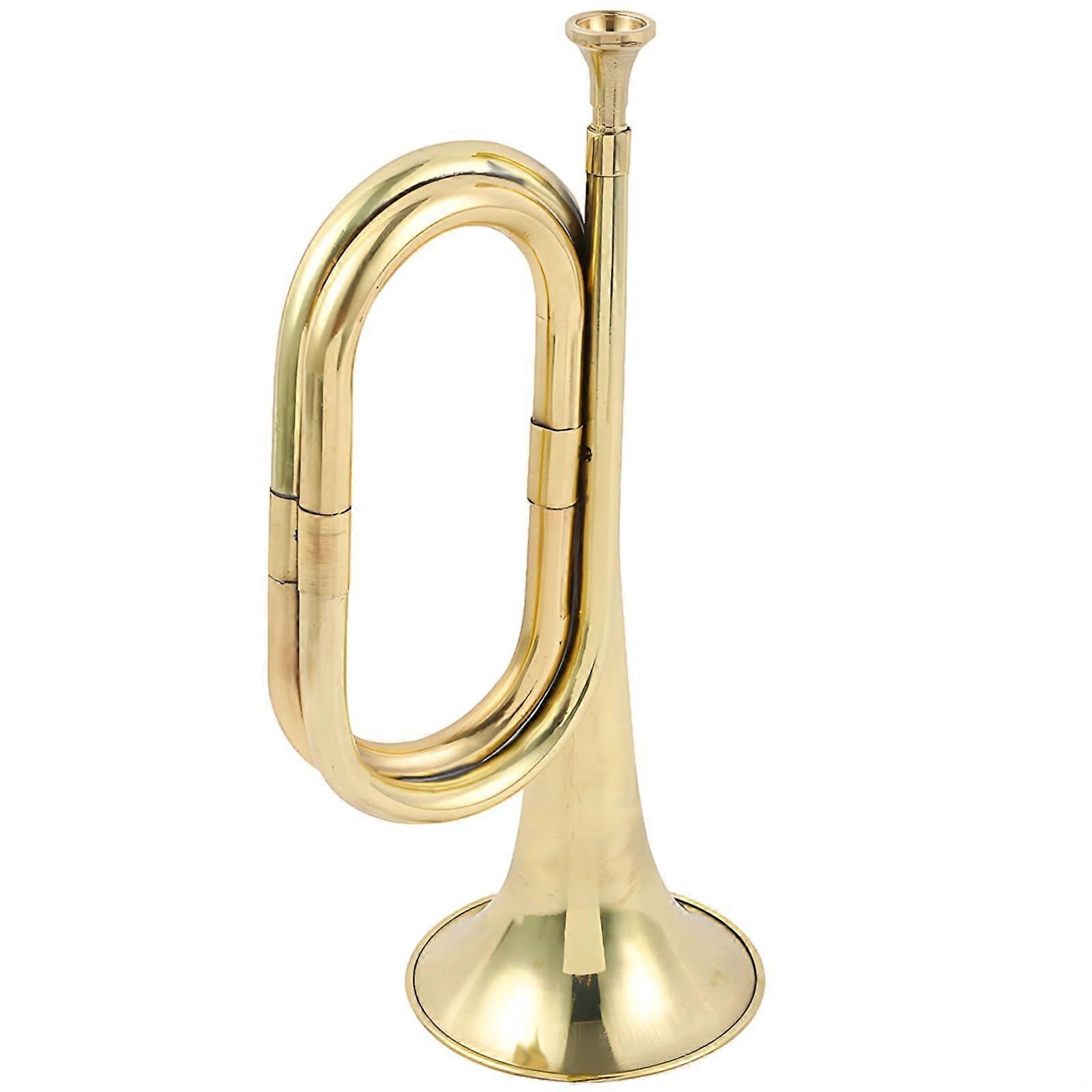 Golden Bugle Horn - Lightweight Brass Instrument with Crystal Clear Tone for School Bands and Performances