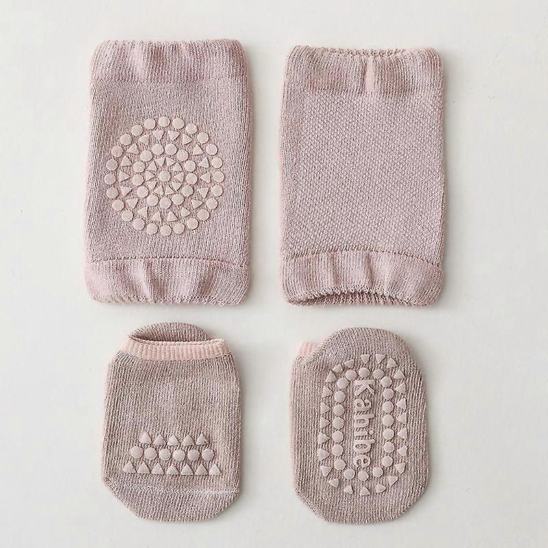 2025 תינוק רפידות ברכיים גרביים סט צבע אחיד נגד החלקה גרביים Kneecap ילד זוחל בטיחות רצפת גרביים מגן ברכיים עבור בנות ילד