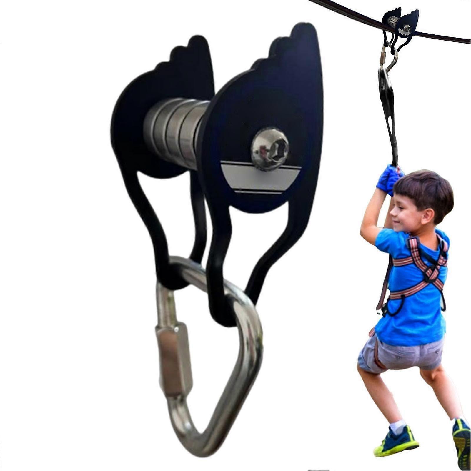 DirndlSet for backyard, steel Slackline pulley with 6 rollers, Zipline for