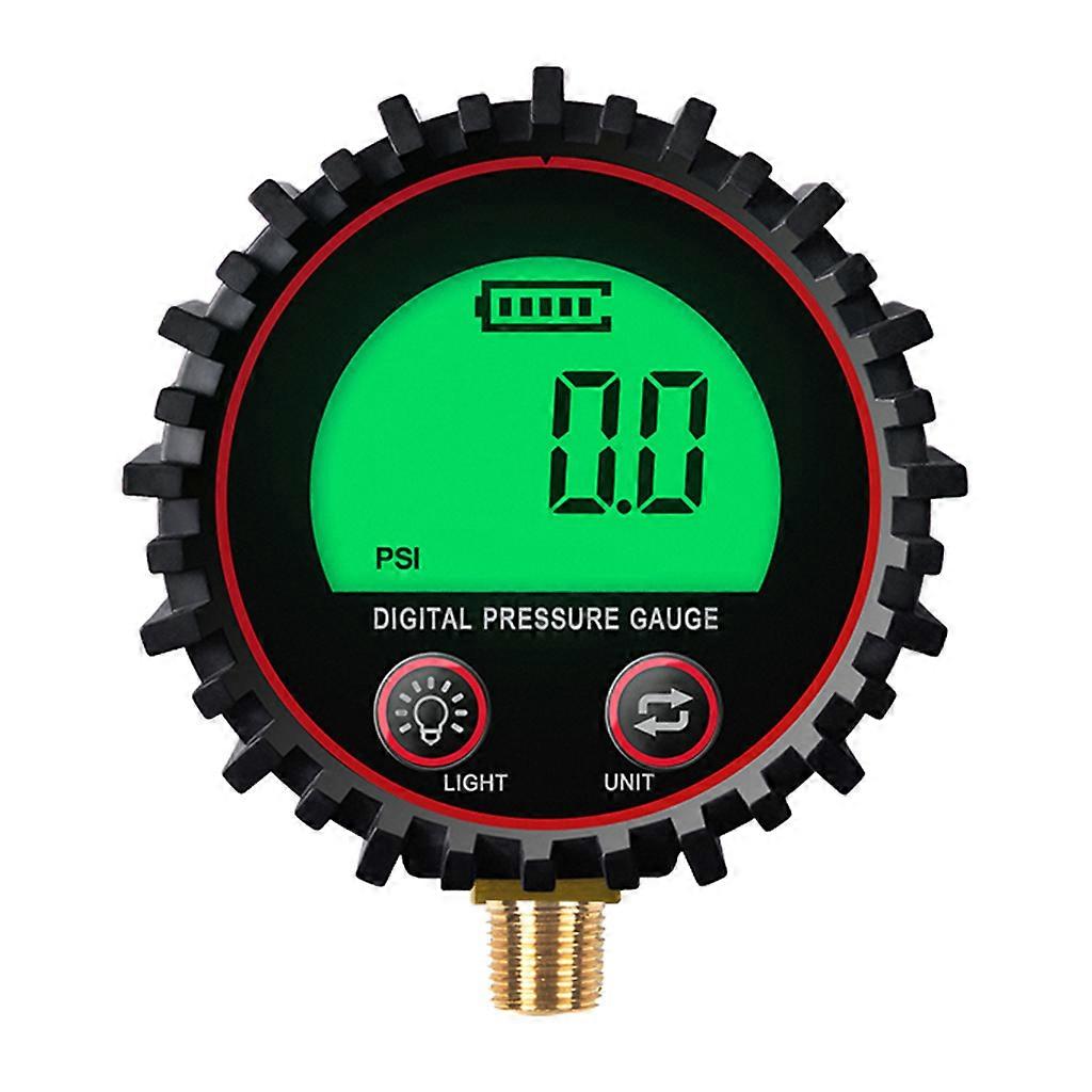 Digital Gas Pressure Gauge with 1/8'' NPT Bottom Connector & Rubber Protector Rang to 255psi Accuracy 1% .F.S. Multicolor