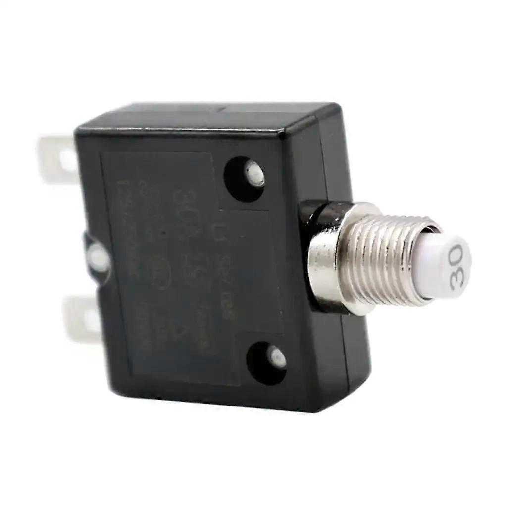 12V-24V Push Button Resettable Circuit Breaker with 2 Quick Terminals 30AMP