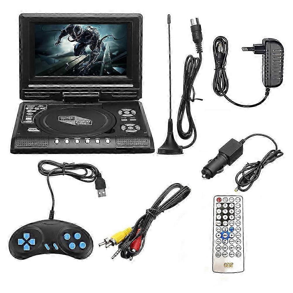 Portátil 7,8 polegadas TV Home Car DVD Player HD VCD CD MP3 HD EVD Player com TV / FM / USB / Game Function-EU