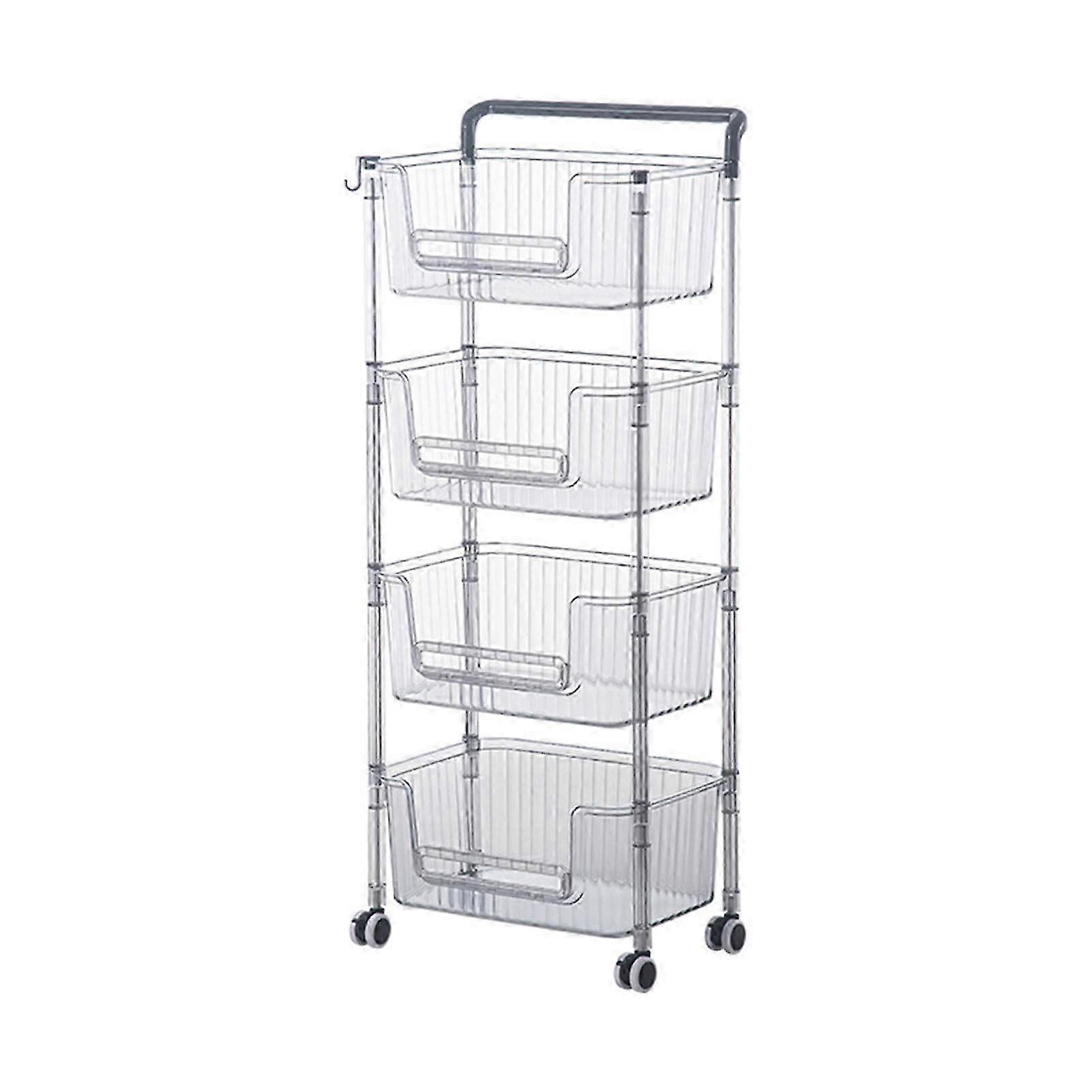 Rolling Storage Cart Stable Stylish Multifunctional Rugged Mobile Storage Organizer Trolley For Home 4 Tier