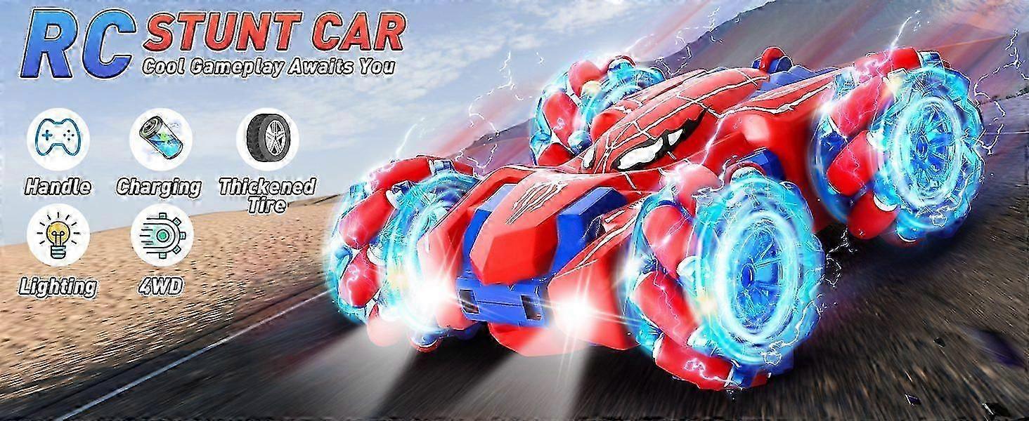 男の子のための360回転スパイダーRCカー - 2.4GHzデュアルサイドリモートコントロール車両