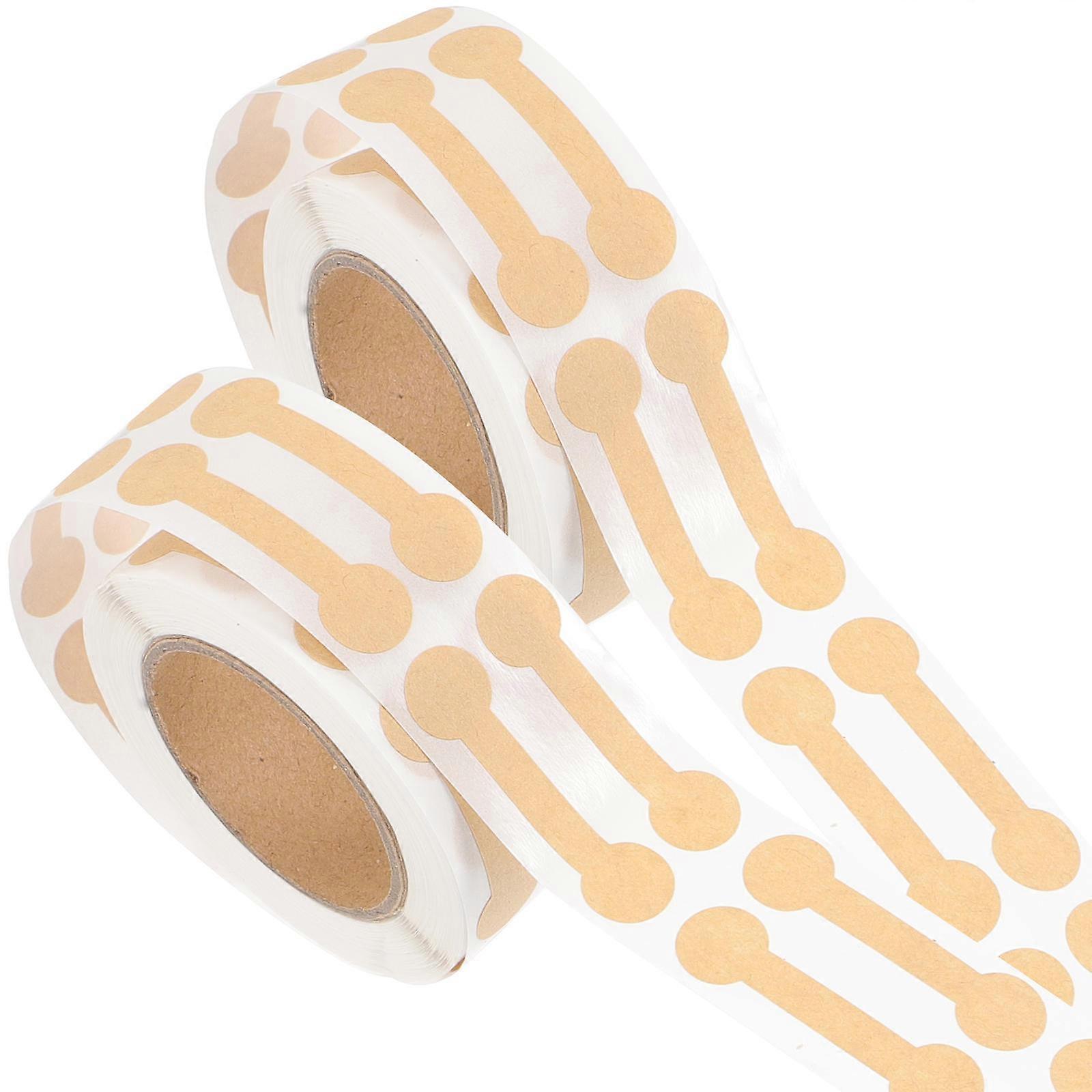 2 Rolls Tamper Evident Sealing Labels for Handmade Crafts, Brown Kraft Sticker Tape for Baked Goods, Greeting Cards, and Bouquets