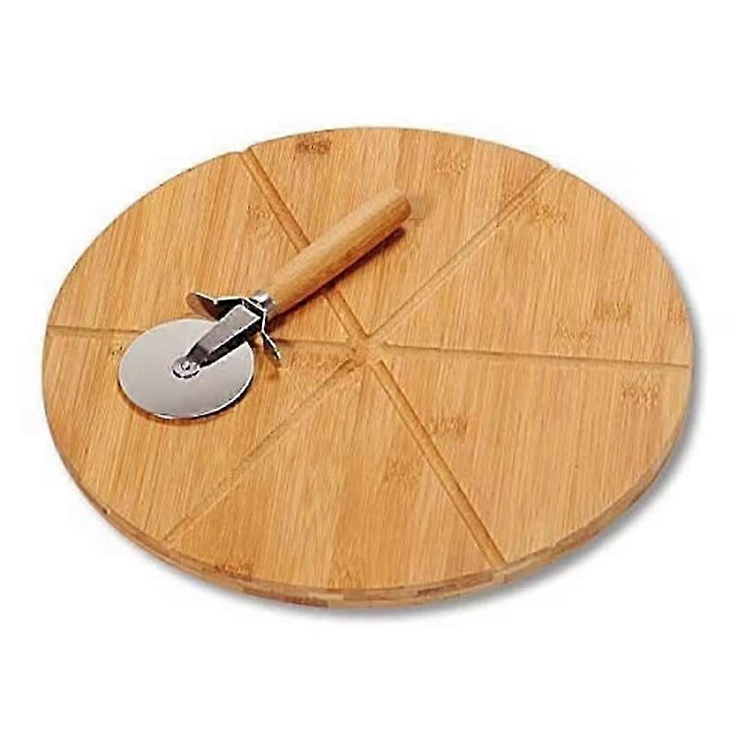 12.6" Bamboo Pizza Pan with Cutter - Baking Tool