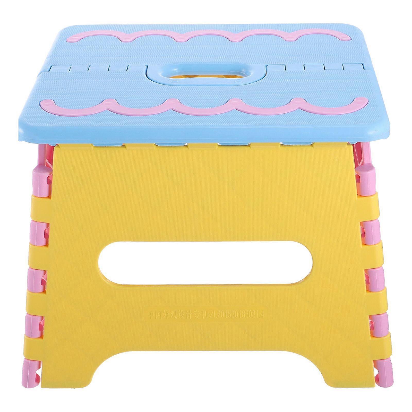 1Pc Folding Step Stool Plastic Foldable Stool Outdoor Portable Cartoon Stool