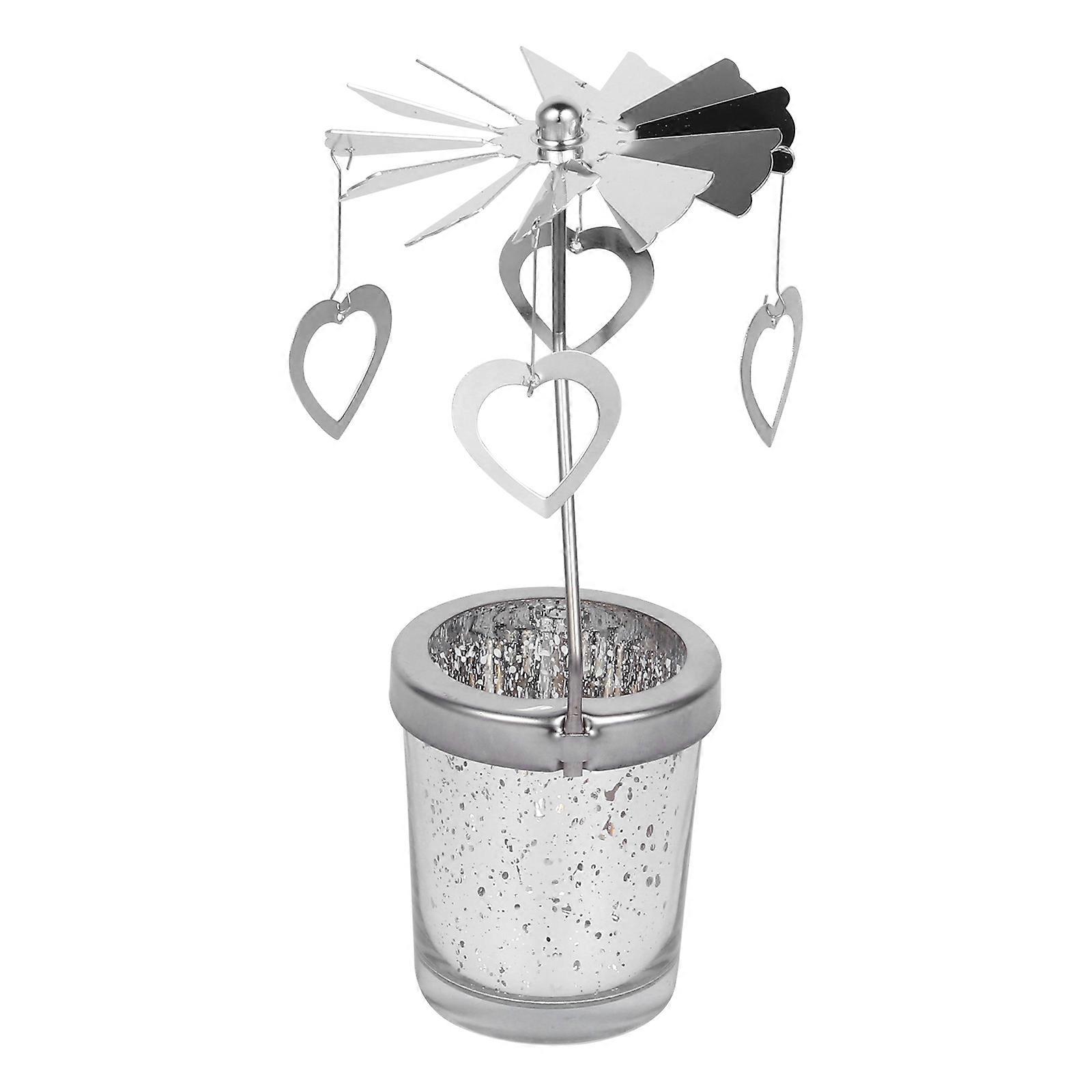 شمعدان دائري حامل شمعة دوار مكتب ديكور معدني 17x8x8 سم حامل مصباح الشاي 1 حزمة