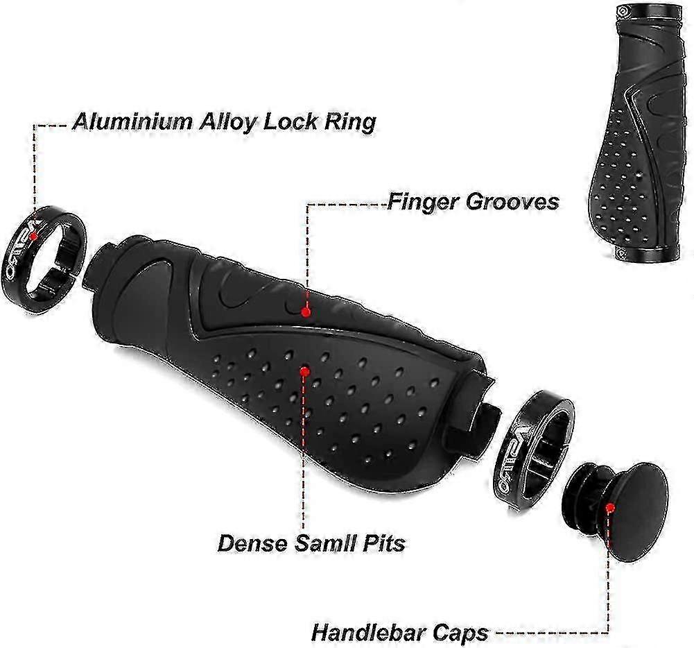 自転車ハンドルバーグリップラバーノンスリップ人間工学に基づいたMtbグリップバイクグリップアルミ付き