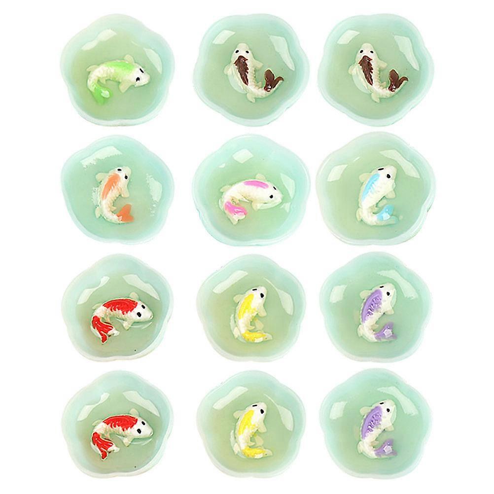 Fish Tank Figurines Decorations Miniature Fish Bowls Round Shape Resin Material Miniature Landscaping Scene 2.55X2.55X1.00CM 15Pcs