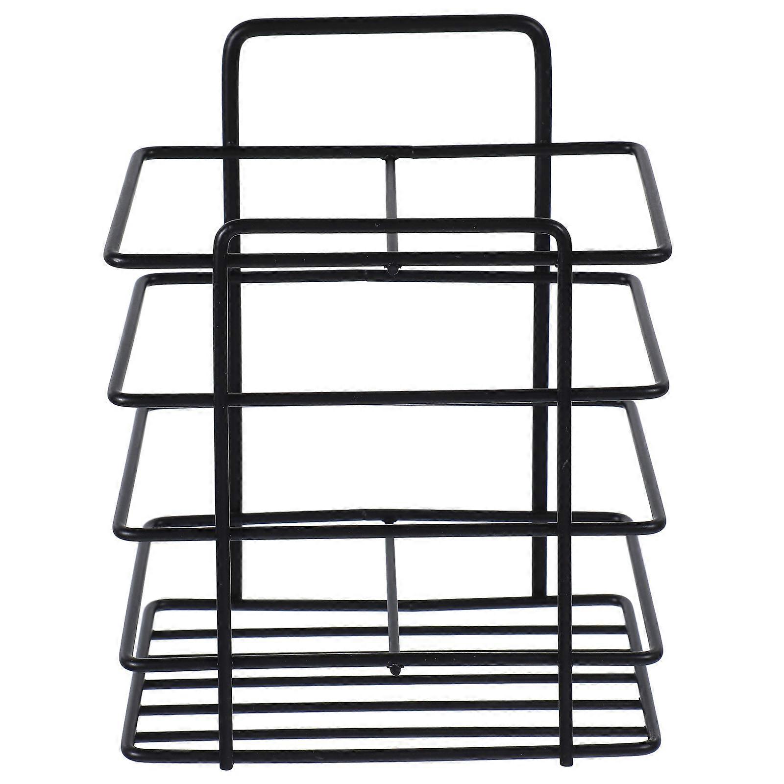 Wall Mounted Toothbrush Holder Black Iron for Storage Space Saving Design