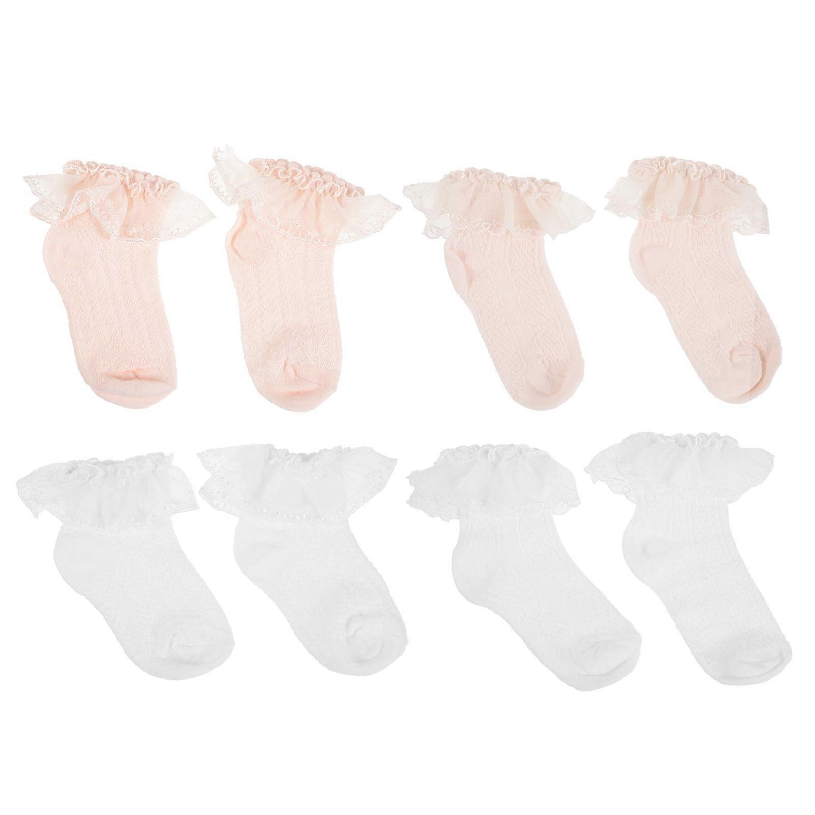 Infant Socks Mesh Design Lace Trim Home Use Outdoor Use 4 Pairs