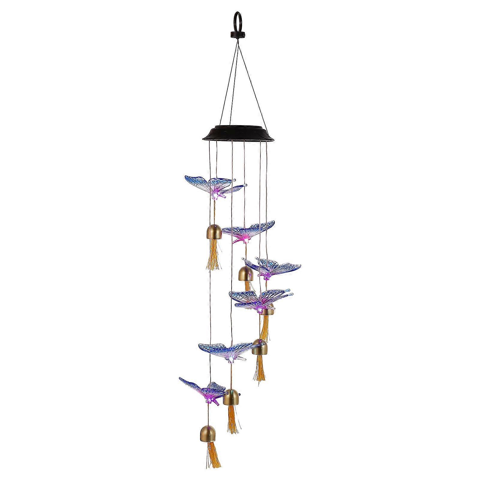 Solar Powered Butterfly Wind Chime with LED Color Changing Light – Durable Outdoor Garden Decor for Patio and Porch