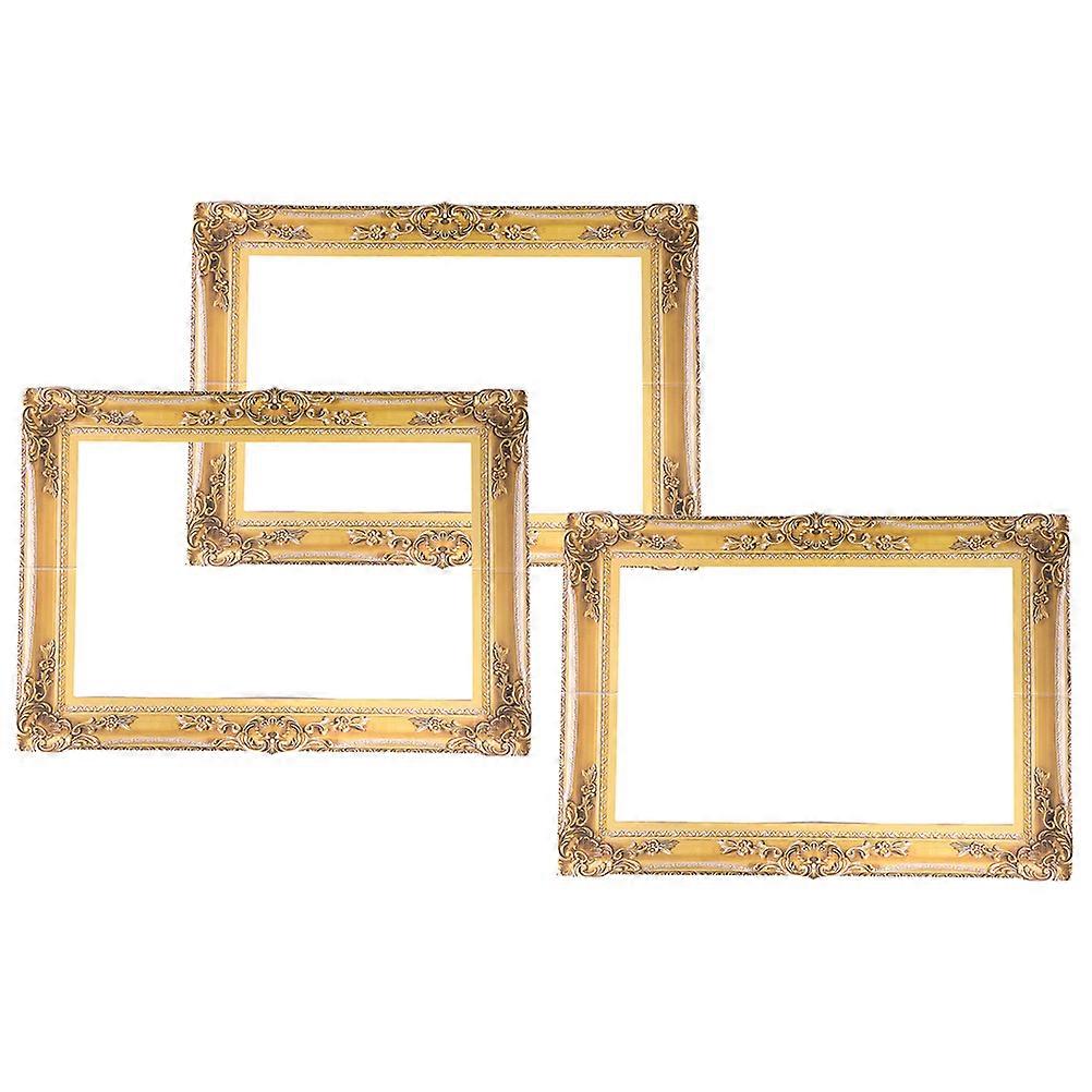Golden Paper Picture Frames Wedding Photoshoots Rectangular Cutout 3Pcs