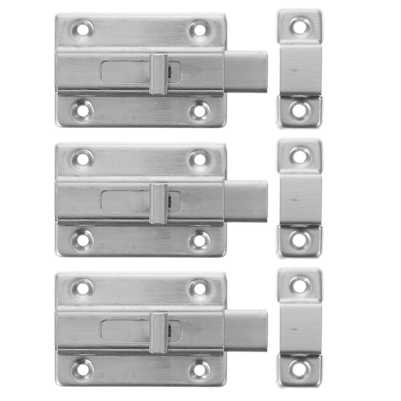 Bolt Latch Lock Heavy Duty Door Bolts for Home Security Cylindrical Stainless Steel 3Pcs