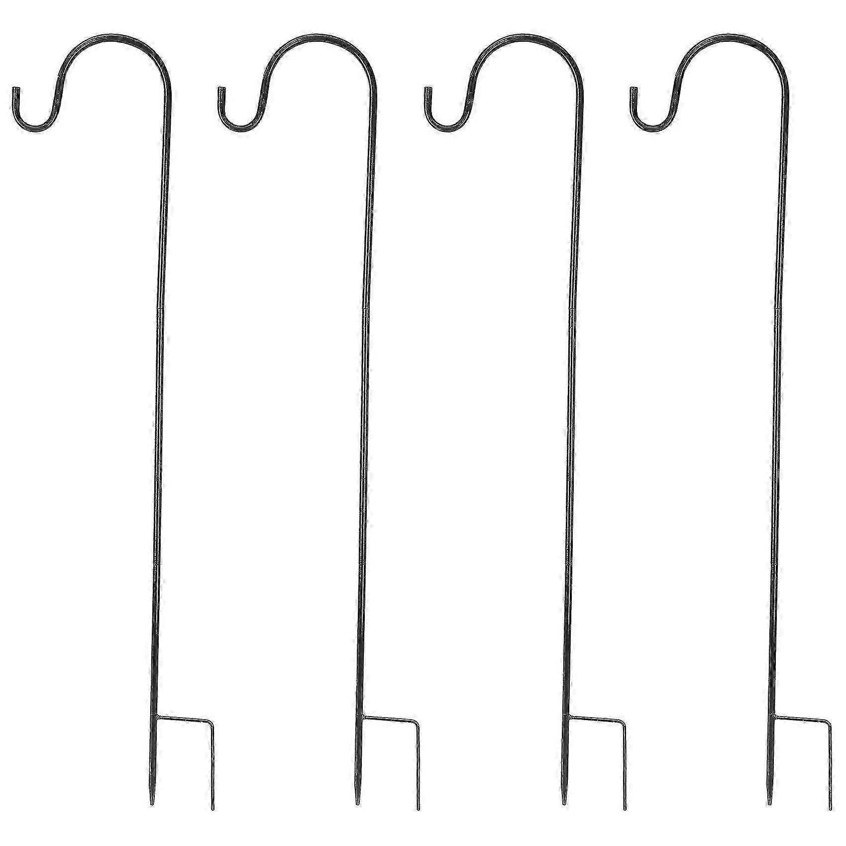 4 Pcs Adjustable Shepherd Crook Hooks,festoon Pole With Base,garden Border Hook For String Lights,fl