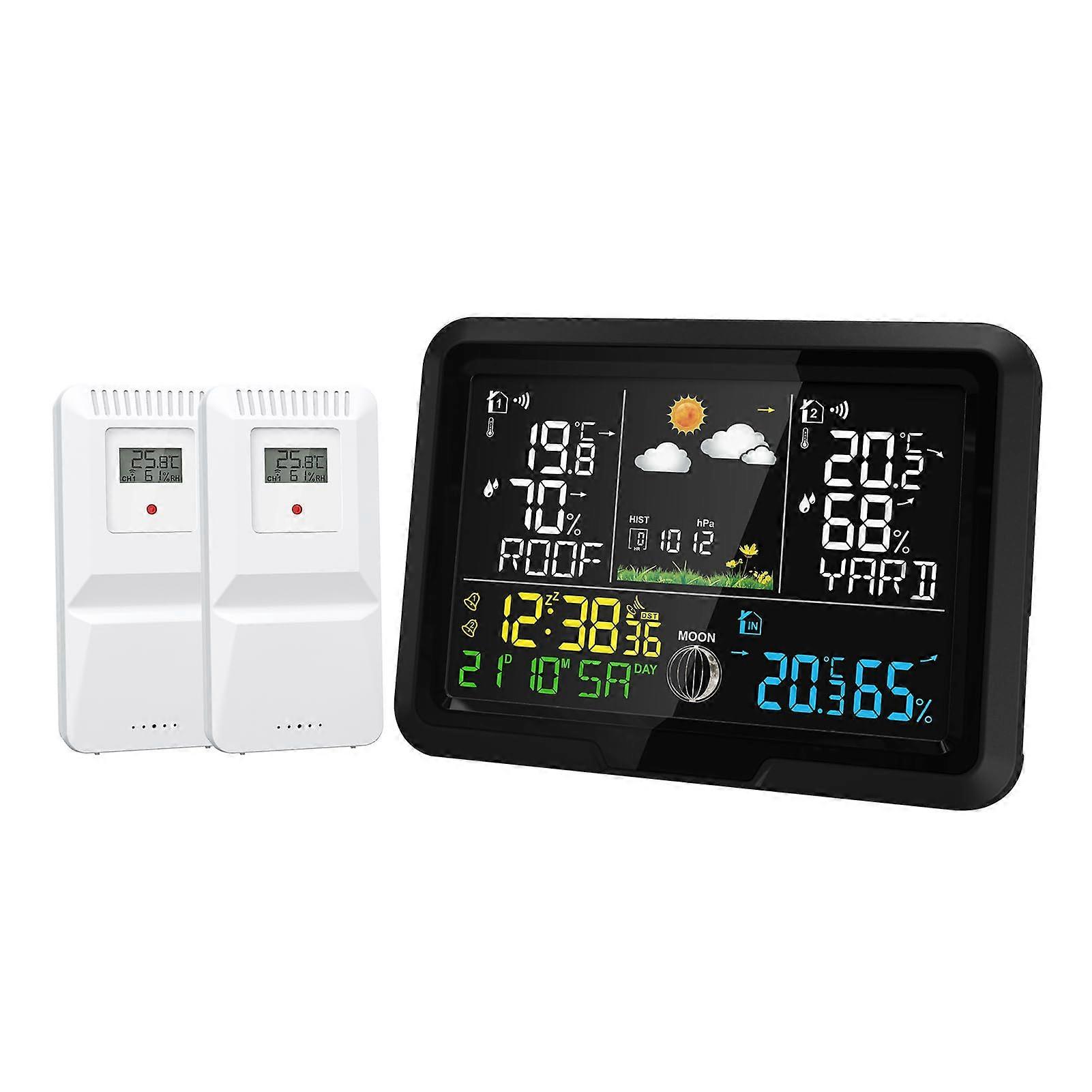 Weather Station Digital Thermometer with Sensor HD VA Display Home Weather Stations