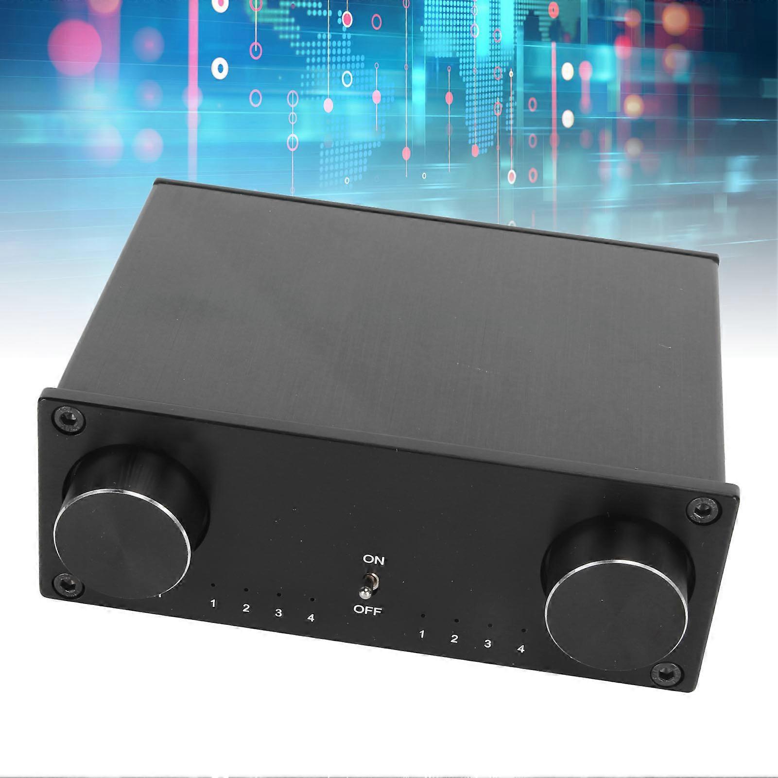HiFi Sound Switcher 4 in 4 Out Dual Channel Gold Plated RCA Socket Silent Lossless Sound Signal Source Switcher 100‑240V EU Plug 