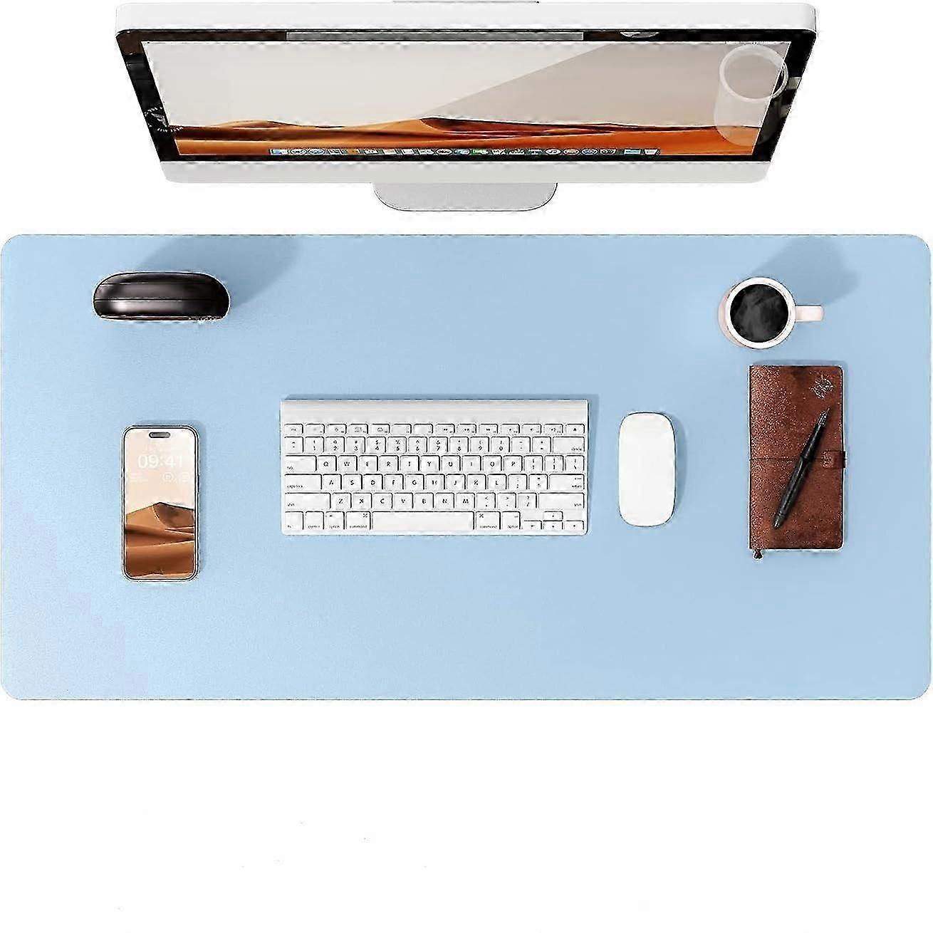 Computer Desk Mat Non-slip Leather Mouse Pad blue/80X40CM
